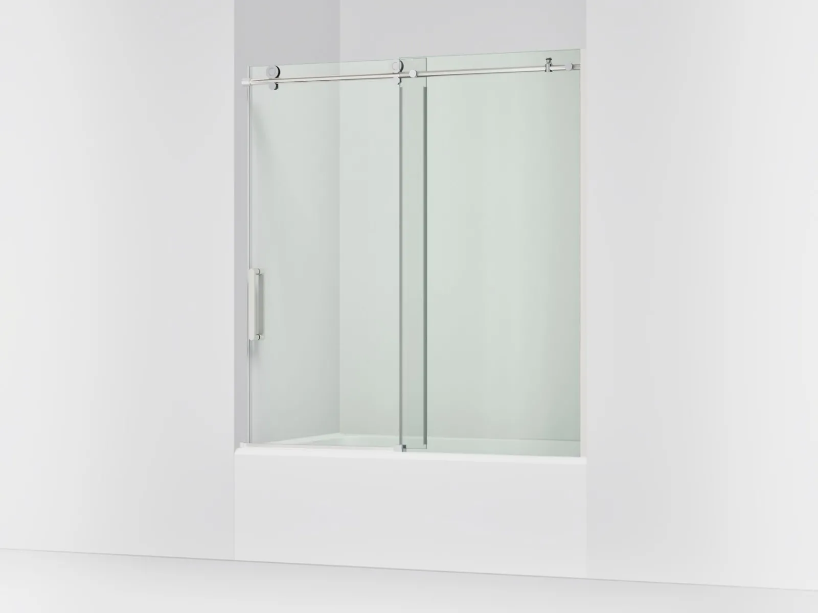 56-1/8"-59-7/8" W x 62" H sliding bath door with 3/8"-thick Crystal Clear glass^Kohler New