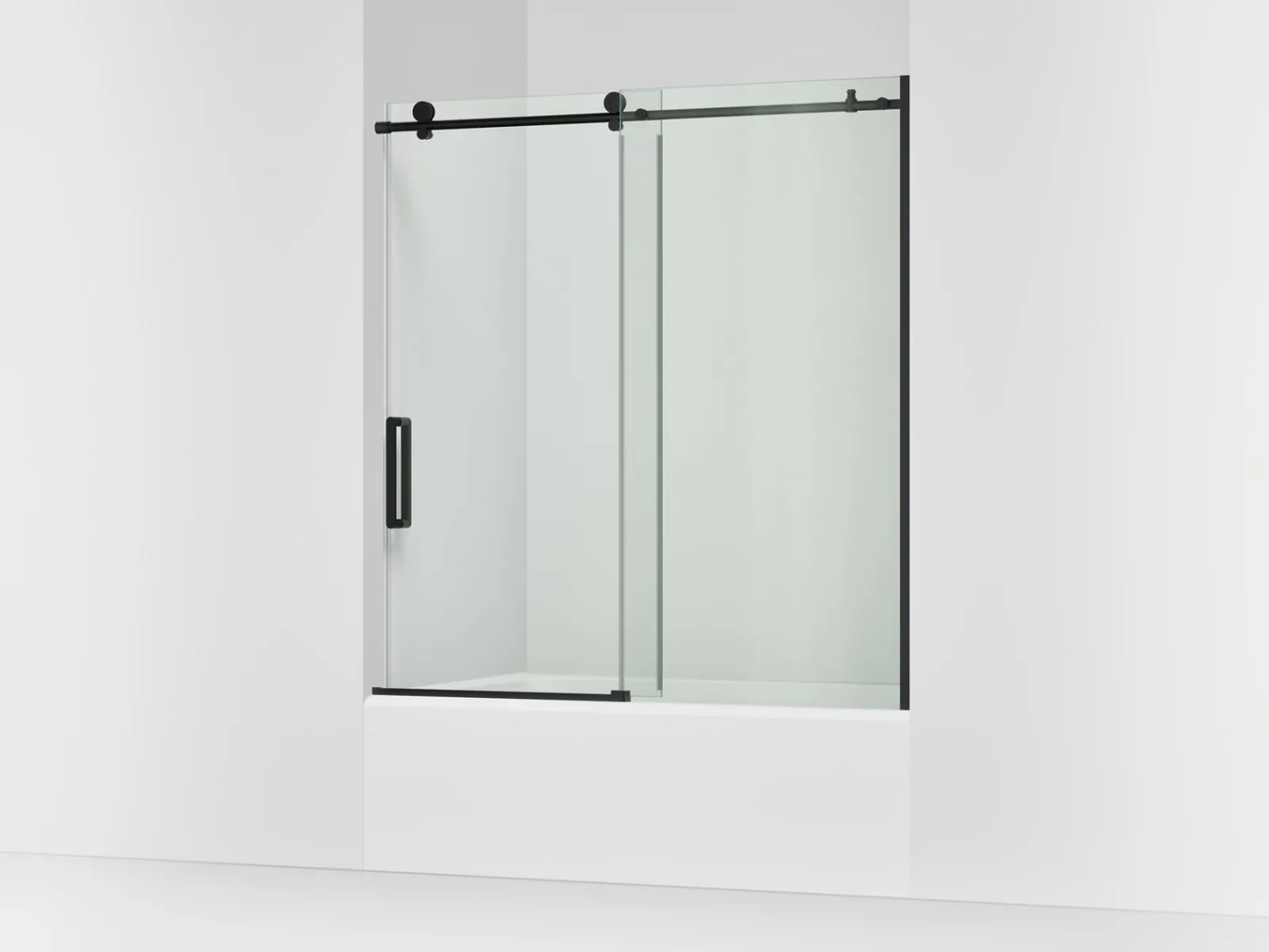 56-1/8"-59-7/8" W x 62" H sliding bath door with 3/8"-thick Crystal Clear glass^Kohler New
