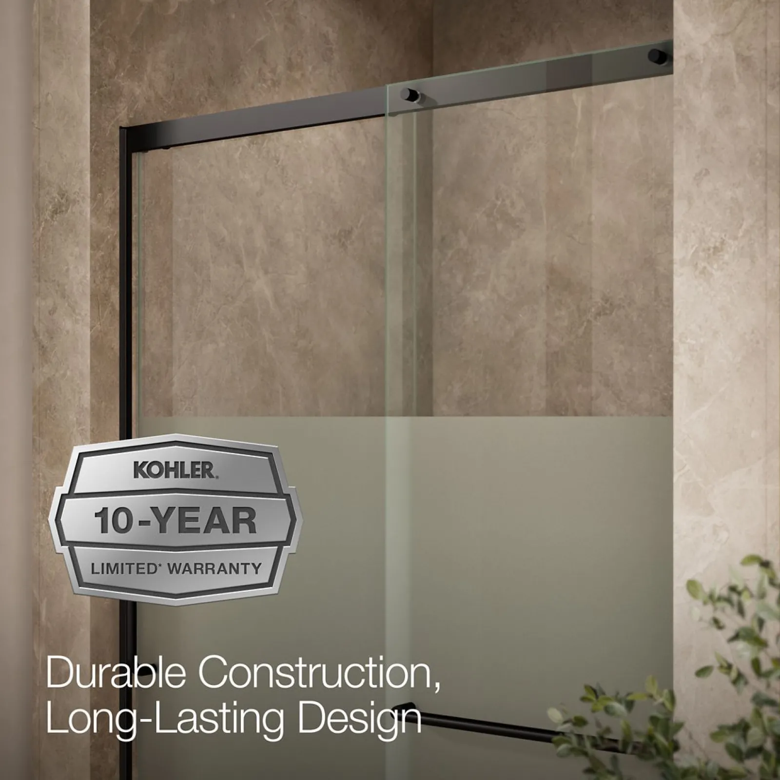 50-1/4"-53-5/8" W x 75-1/2" H sliding shower door with 5/16"-thick Crystal Clear glass^Kohler Clearance