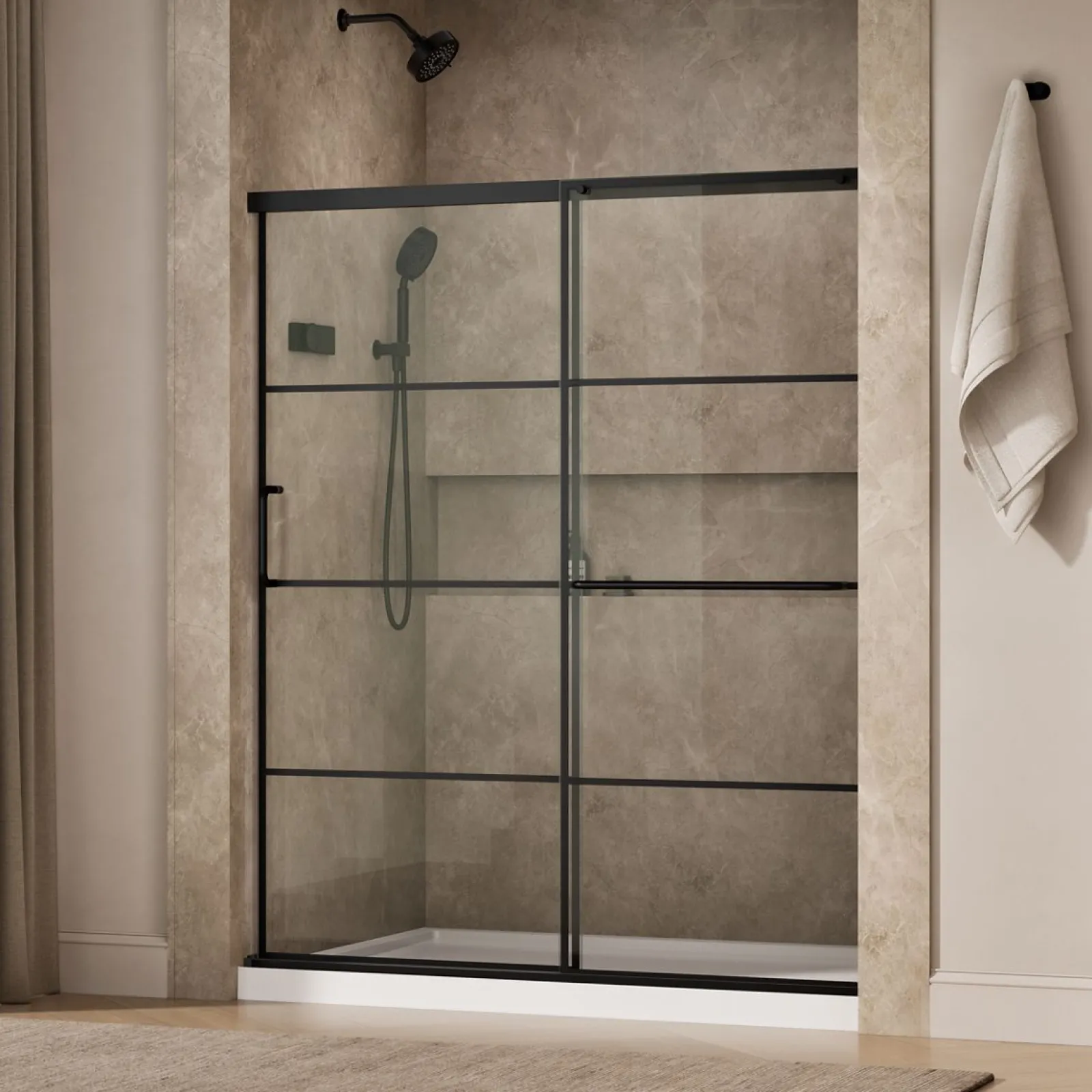 56-1/4"-59-5/8" W x 70-1/2" H sliding shower door with 1/4"-thick Crystal Clear glass^Kohler Outlet