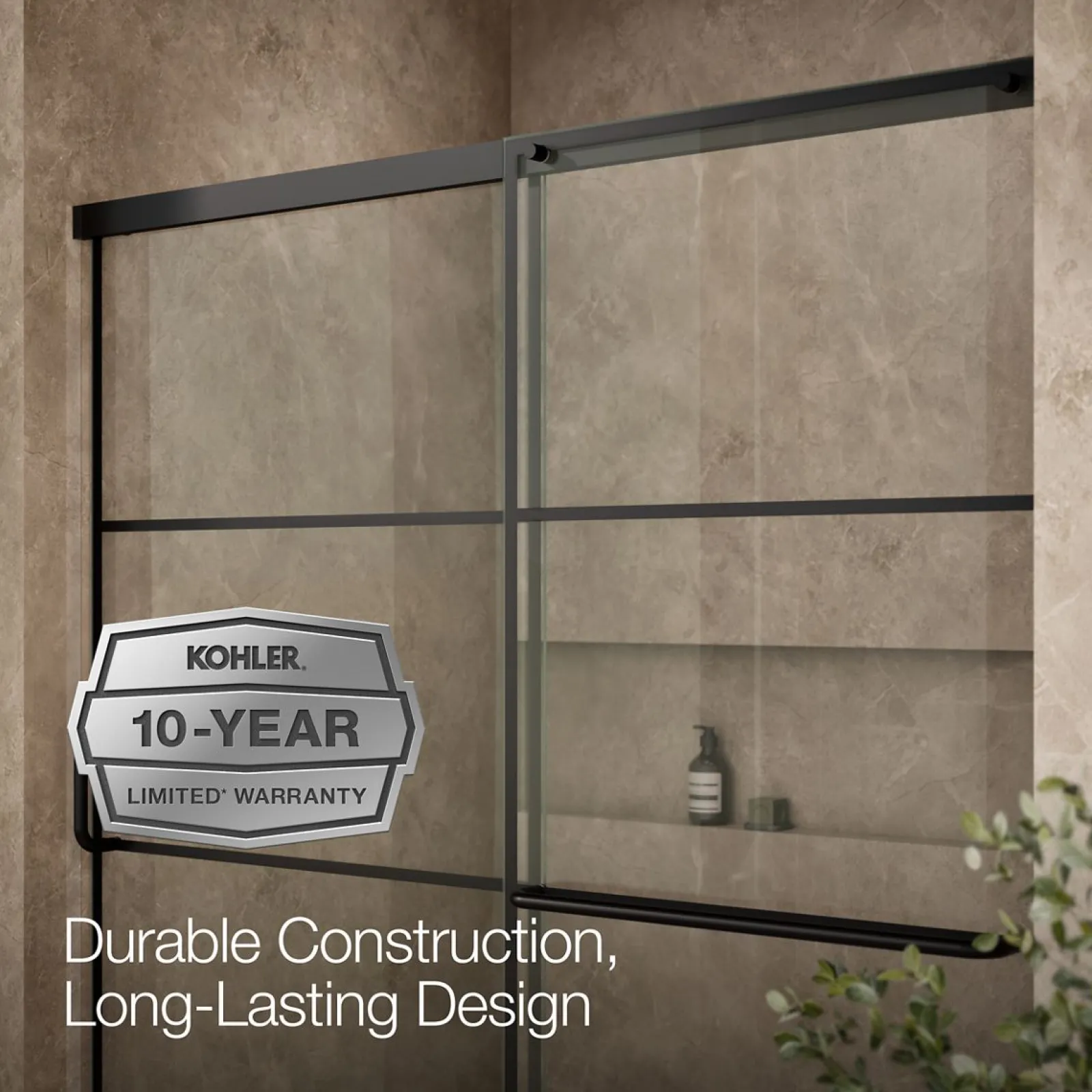 56-1/4"-59-5/8" W x 70-1/2" H sliding shower door with 1/4"-thick Crystal Clear glass^Kohler Outlet