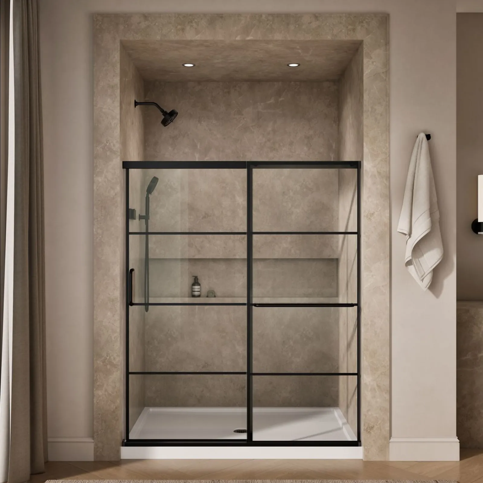 56-1/4"-59-5/8" W x 70-1/2" H sliding shower door with 1/4"-thick Crystal Clear glass^Kohler Outlet