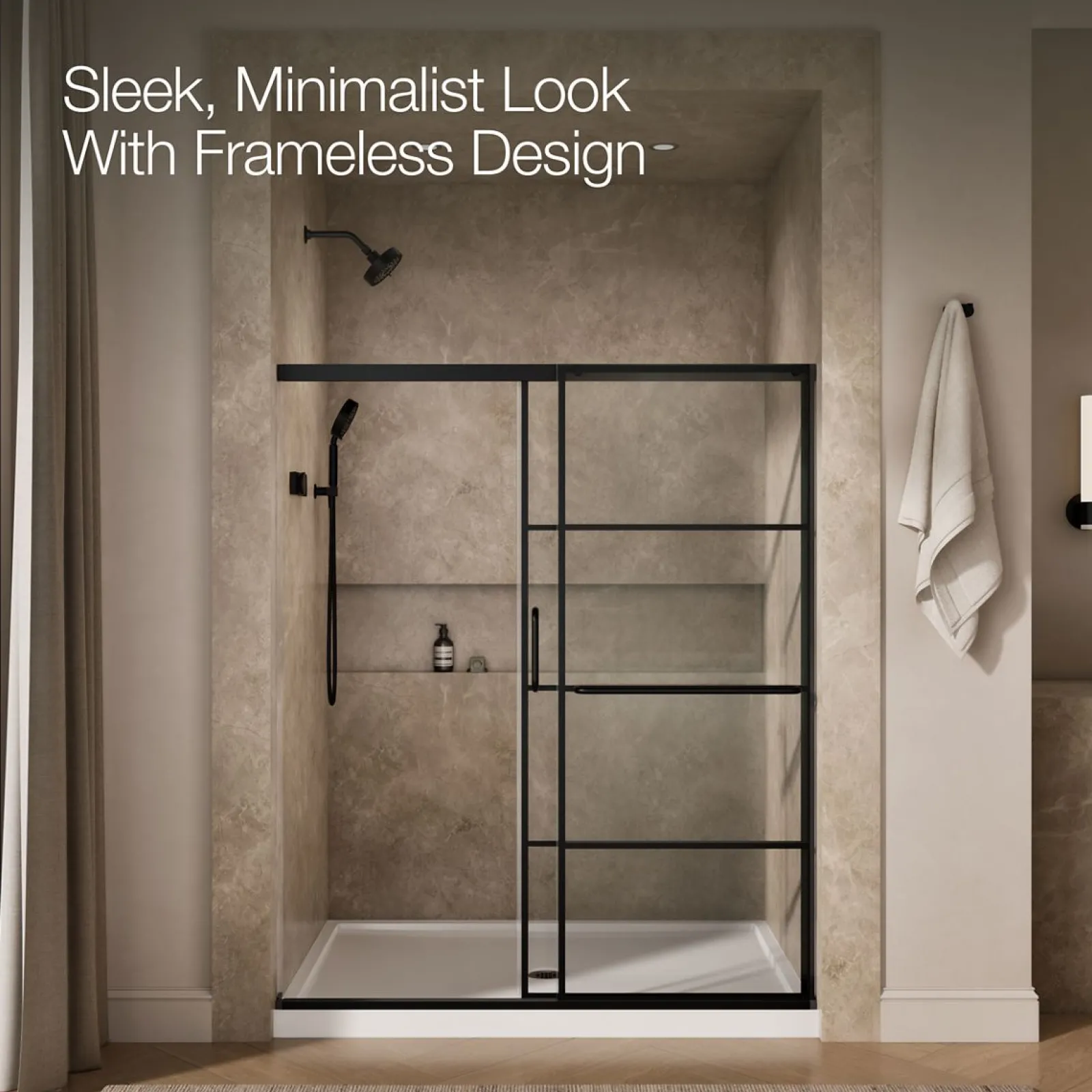 56-1/4"-59-5/8" W x 70-1/2" H sliding shower door with 1/4"-thick Crystal Clear glass^Kohler Outlet
