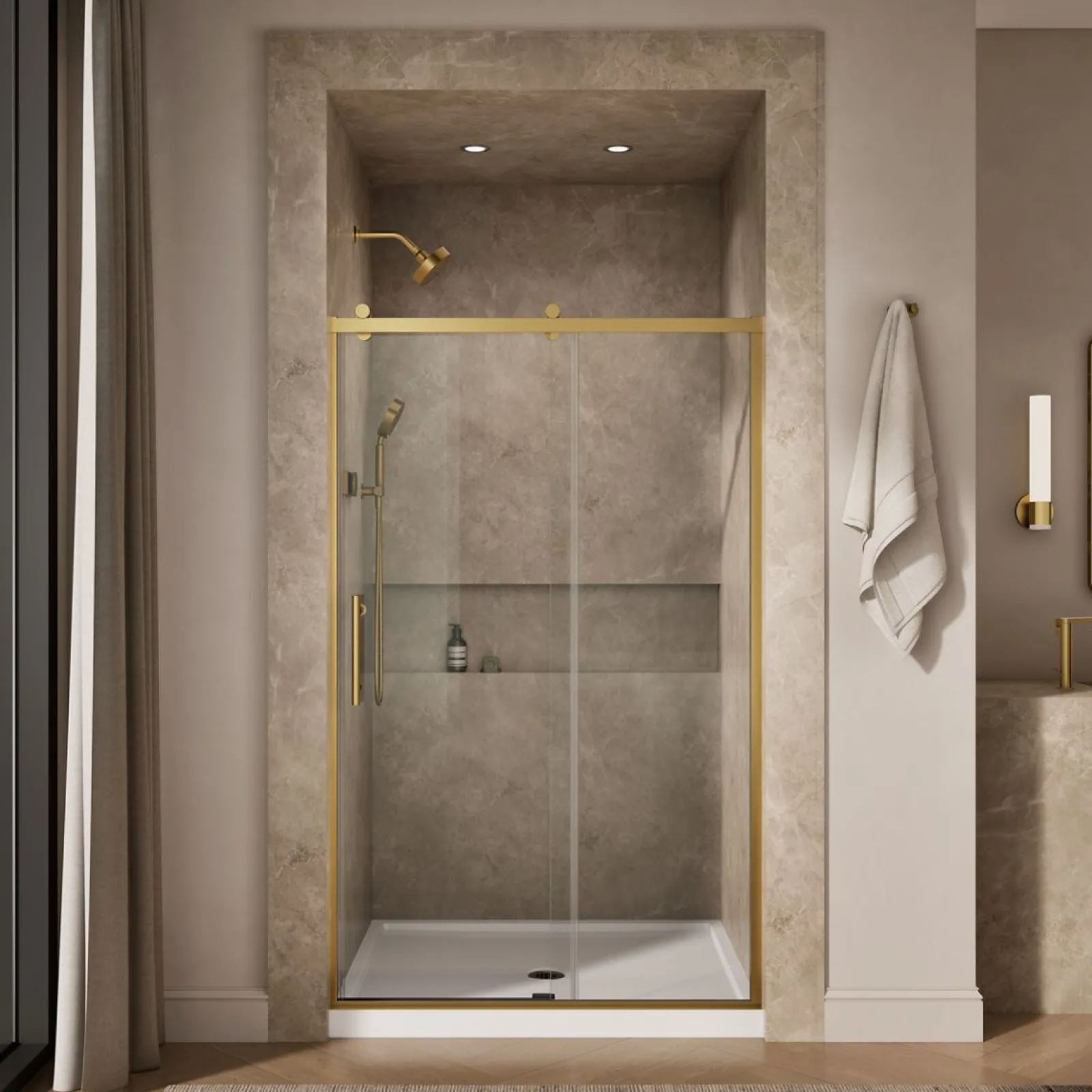 44-5/8"-47-5/8" W x 76.99" H sliding shower door with 3/8"-thick Crystal Clear glass^Kohler Online