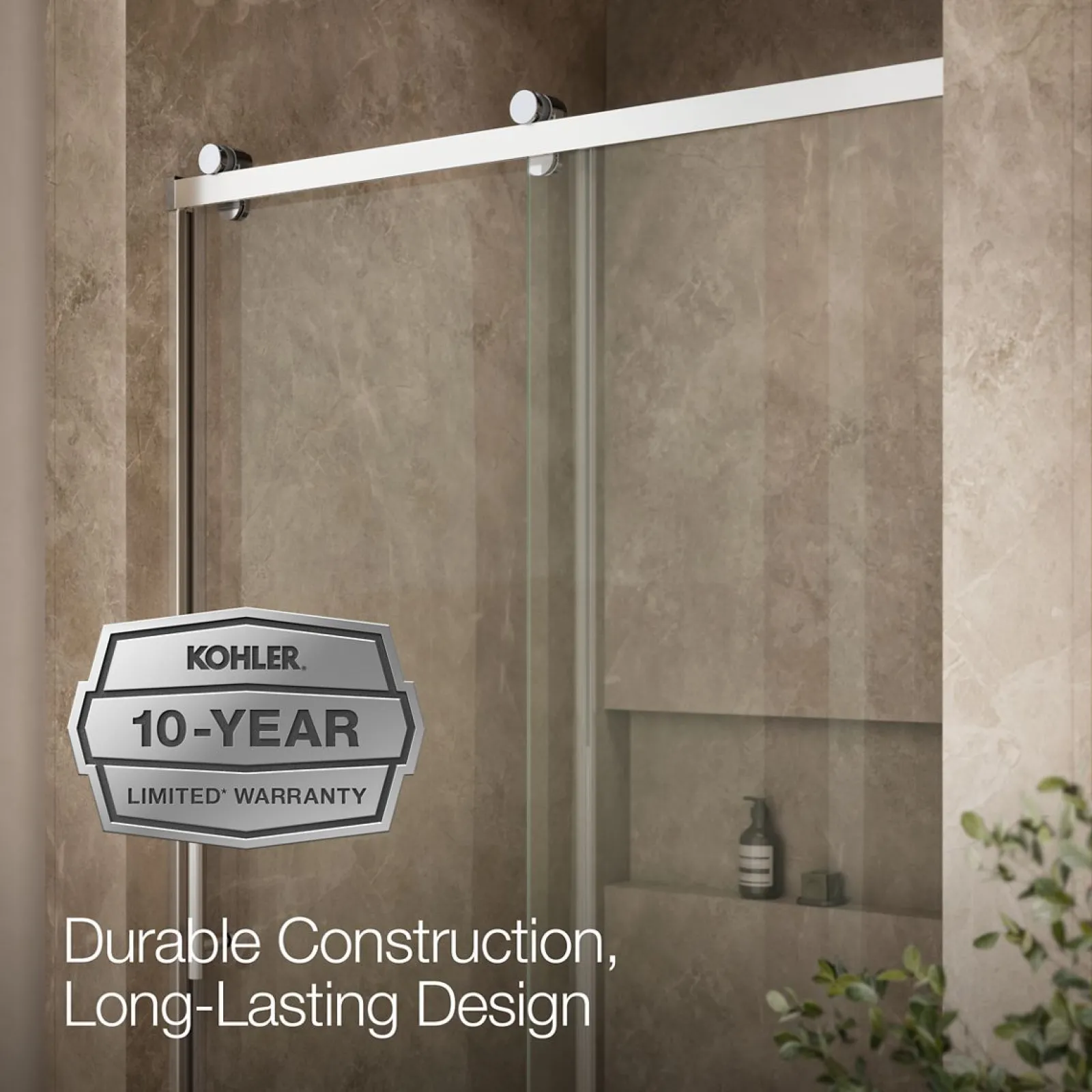 44-5/8"-47-5/8" W x 76.99" H sliding shower door with 3/8"-thick Crystal Clear glass^Kohler Online
