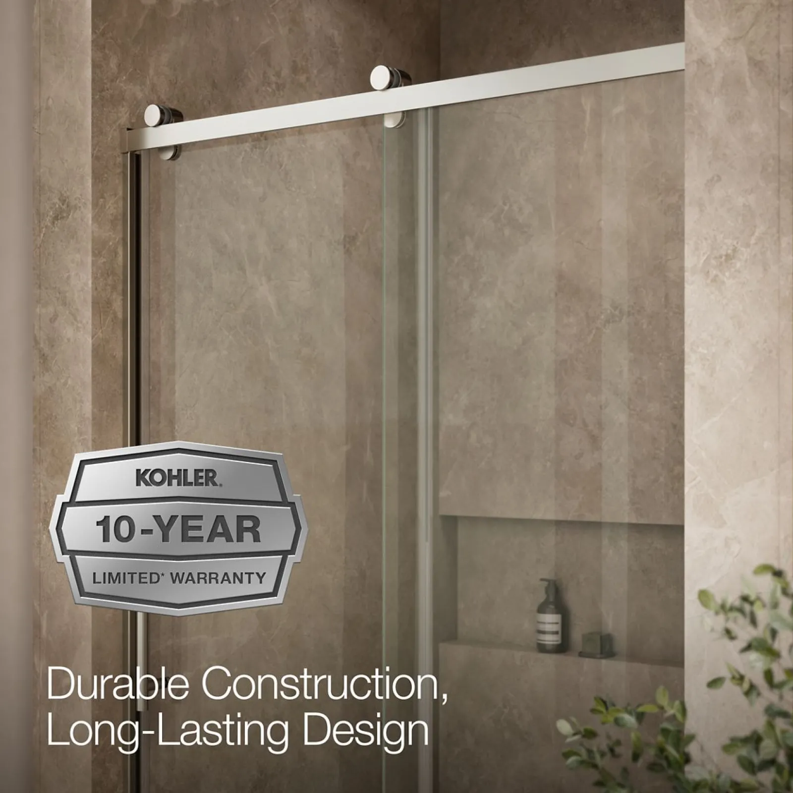 44-5/8"-47-5/8" W x 76.99" H sliding shower door with 3/8"-thick Crystal Clear glass^Kohler Online