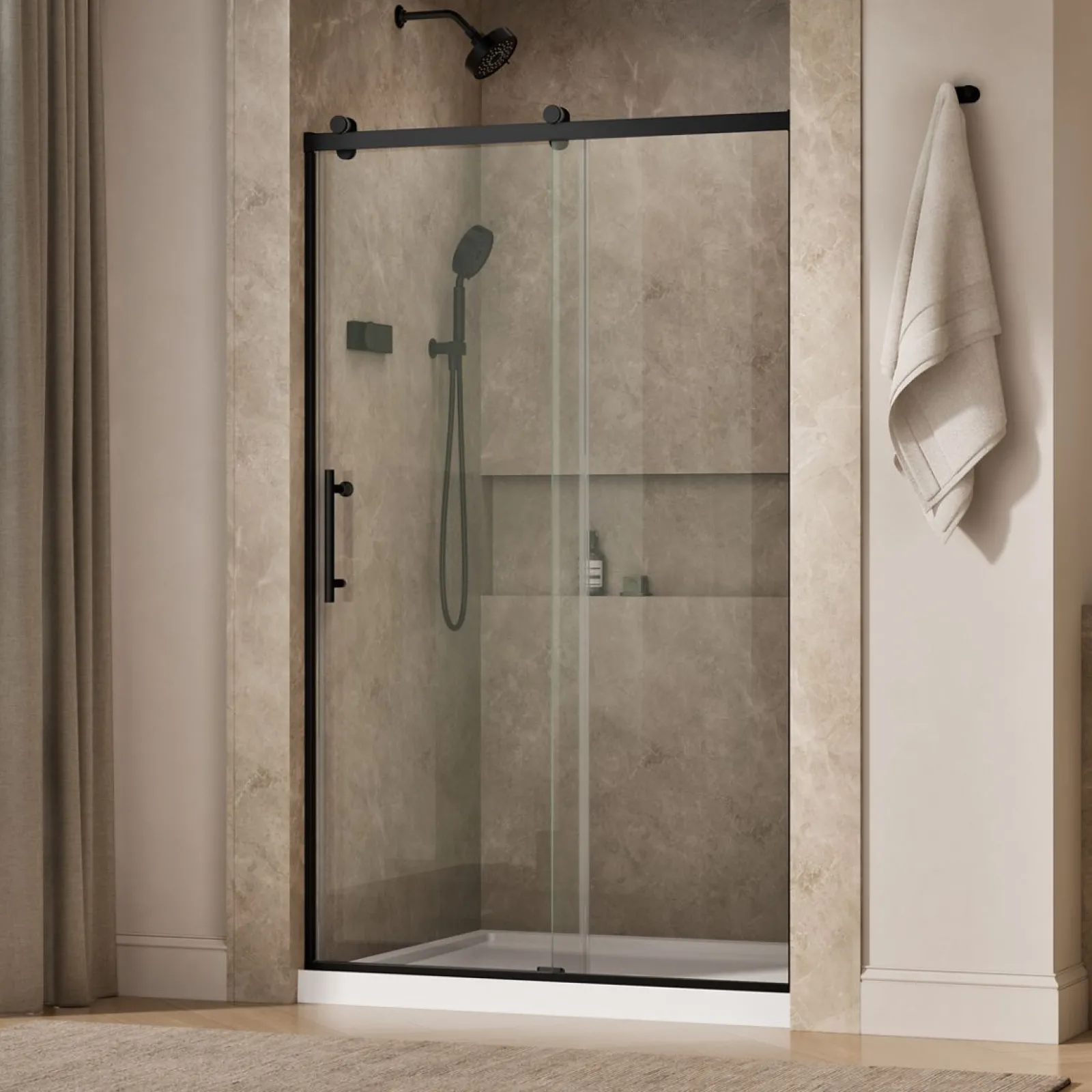 44-5/8"-47-5/8" W x 76.99" H sliding shower door with 3/8"-thick Crystal Clear glass^Kohler Online