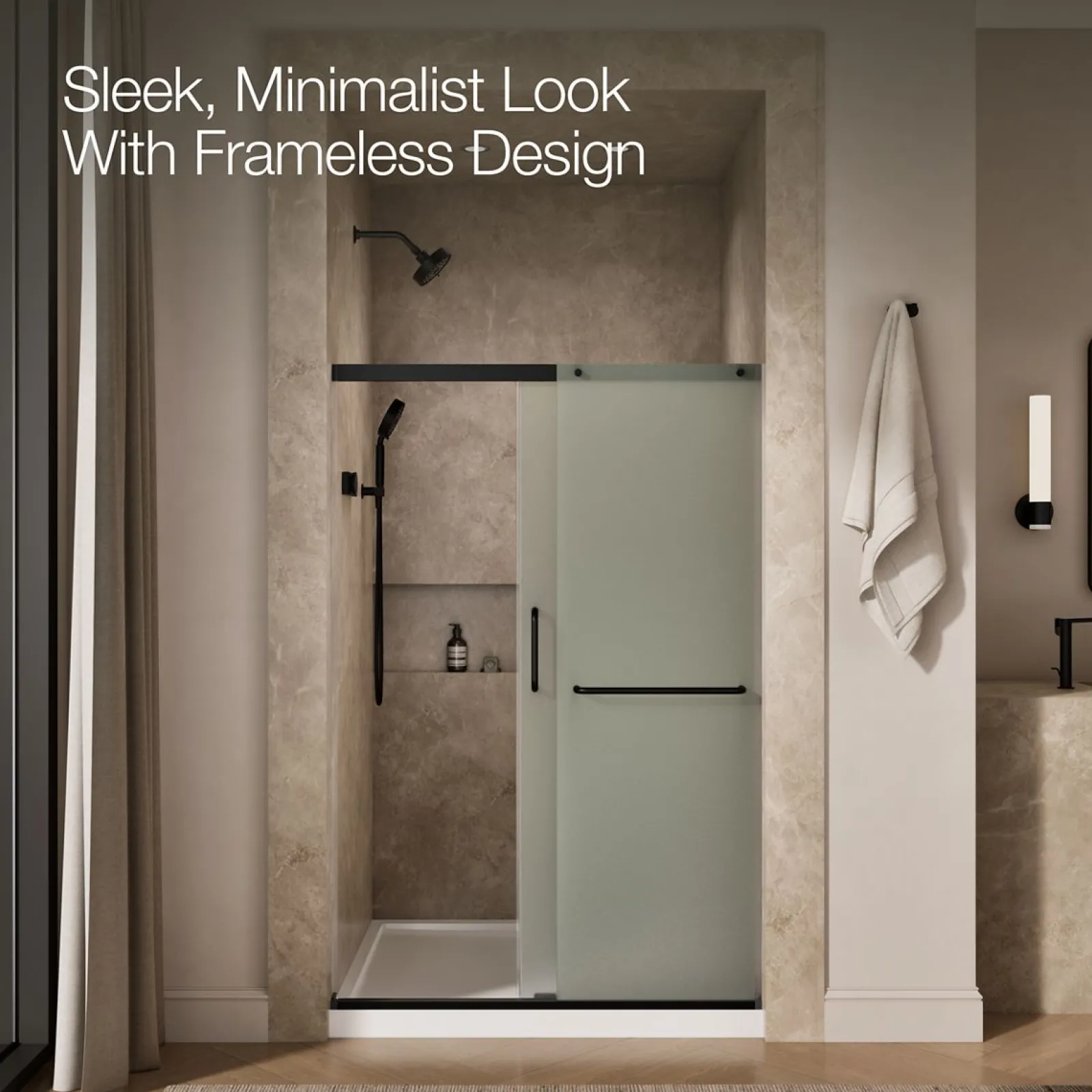 44-1/4"-47-5/8" W x 70-1/2" H sliding shower door with 1/4"-thick Frosted glass^Kohler Clearance