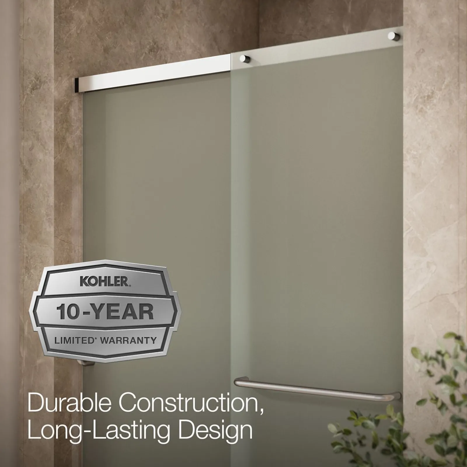 44-1/4"-47-5/8" W x 70-1/2" H sliding shower door with 1/4"-thick Frosted glass^Kohler Clearance