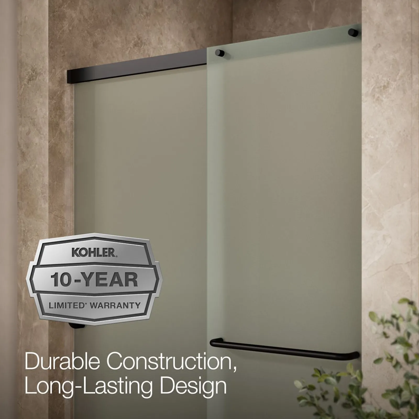 44-1/4"-47-5/8" W x 70-1/2" H sliding shower door with 1/4"-thick Frosted glass^Kohler Clearance