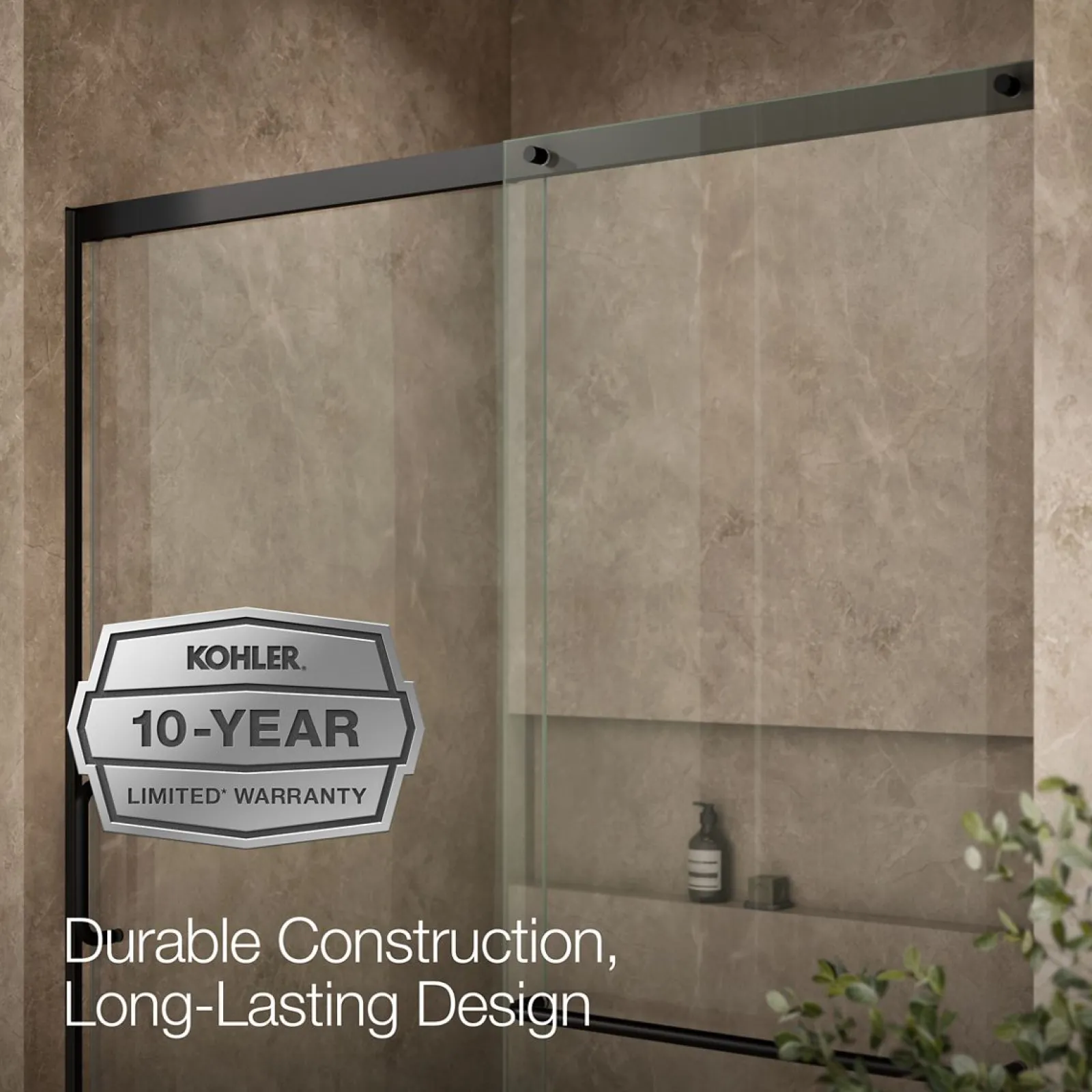62-1/4"-65-5/8" W x 75-1/2" H sliding shower door with 5/16"-thick Crystal Clear glass^Kohler Clearance