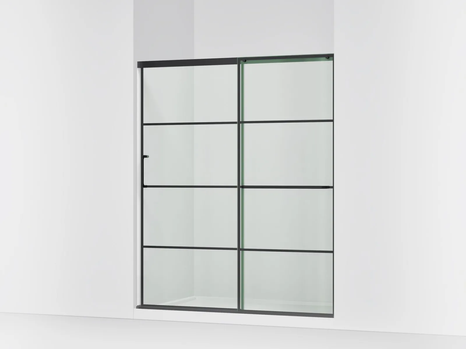 62-1/4"-65-5/8" W x 75-1/2" H sliding shower door with 5/16"-thick Crystal Clear glass^Kohler Hot