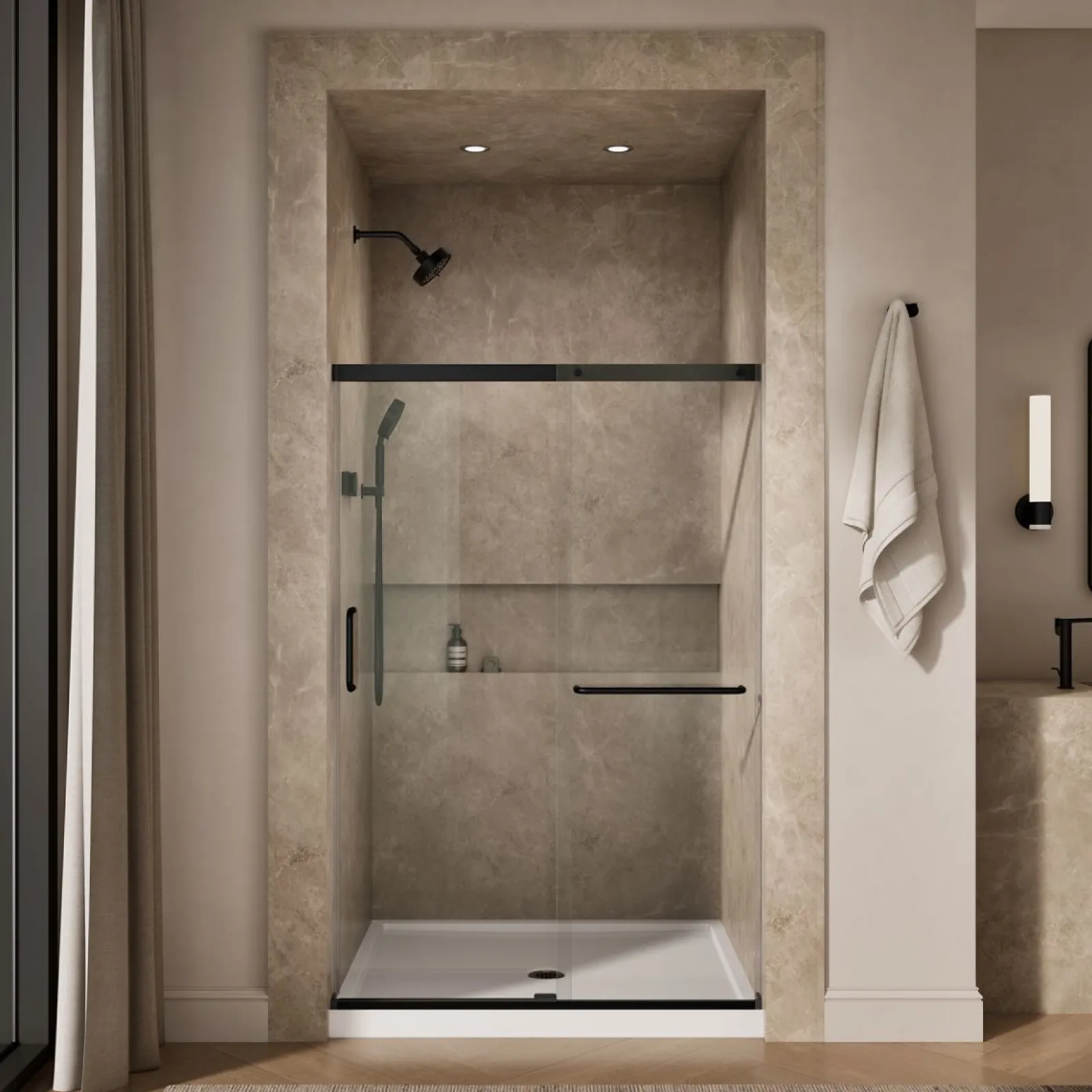 50-1/4"-53-5/8" W x 70-1/2" H sliding shower door with 1/4"-thick Crystal Clear glass^Kohler Clearance
