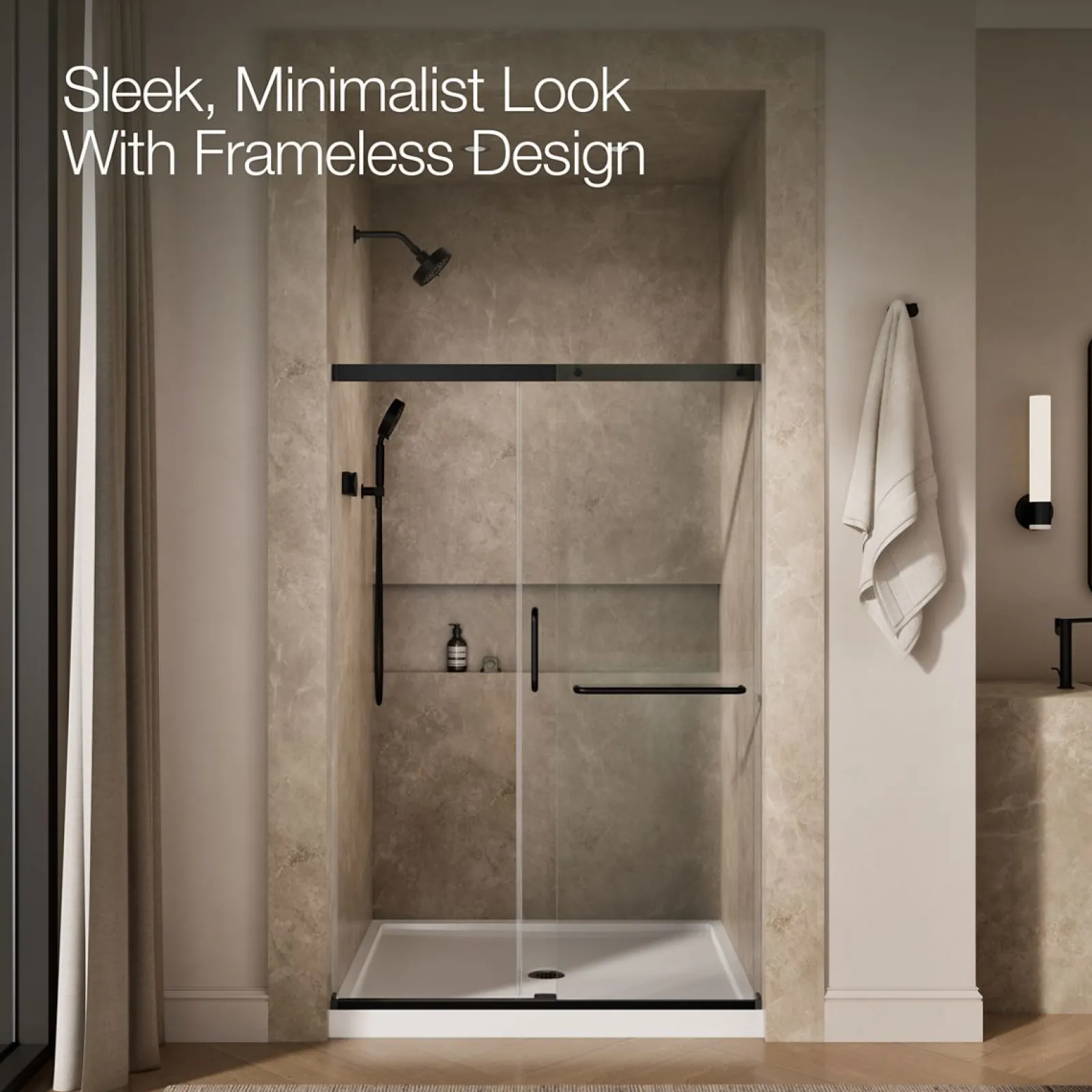50-1/4"-53-5/8" W x 70-1/2" H sliding shower door with 1/4"-thick Crystal Clear glass^Kohler Clearance