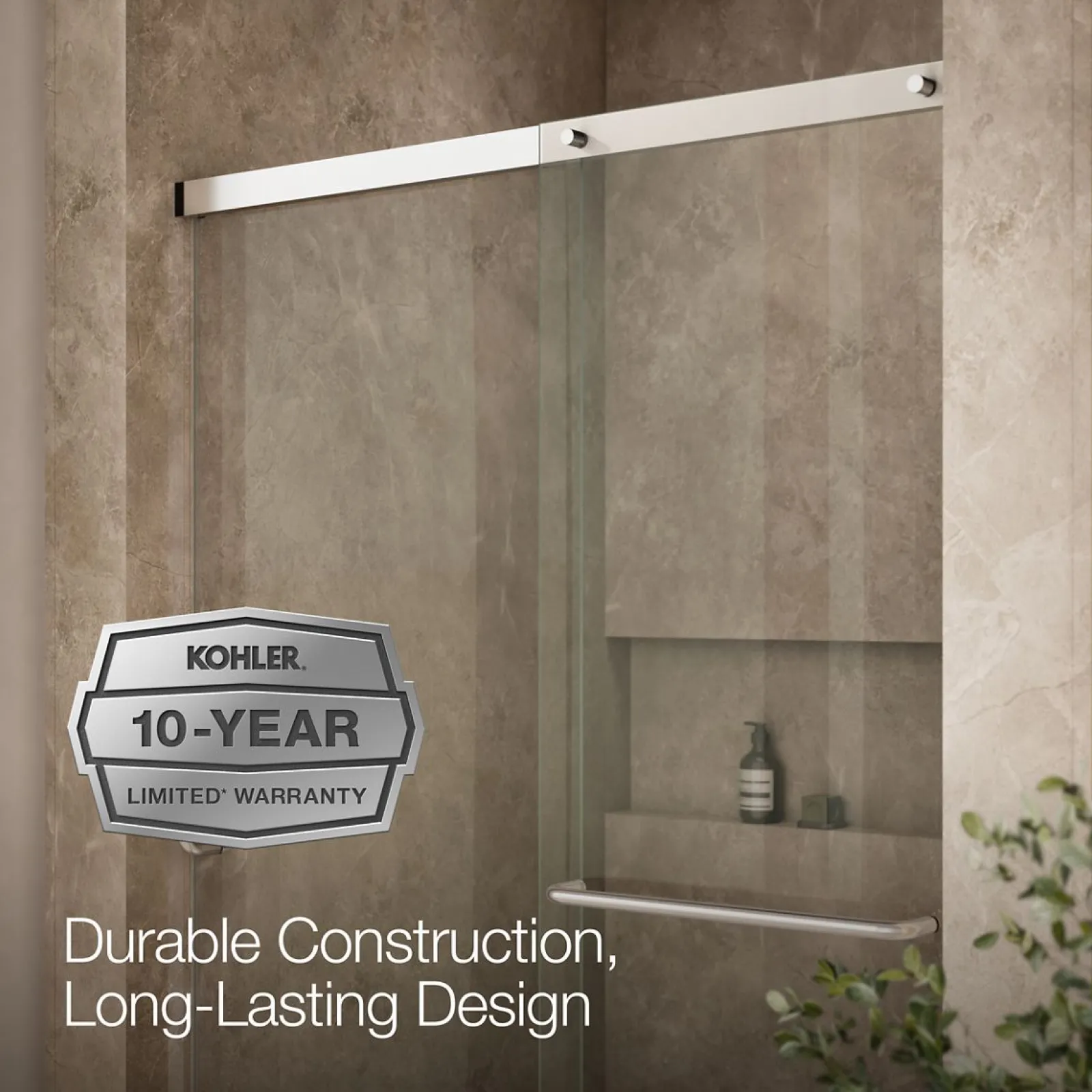 50-1/4"-53-5/8" W x 70-1/2" H sliding shower door with 1/4"-thick Crystal Clear glass^Kohler Clearance