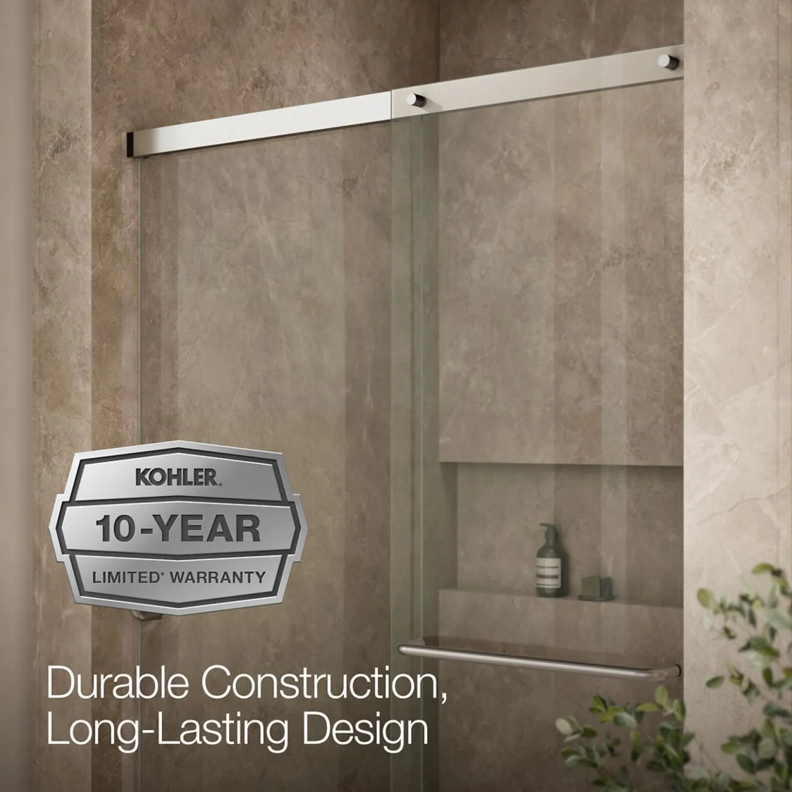 50-1/4"-53-5/8" W x 70-1/2" H sliding shower door with 1/4"-thick Crystal Clear glass^Kohler Clearance