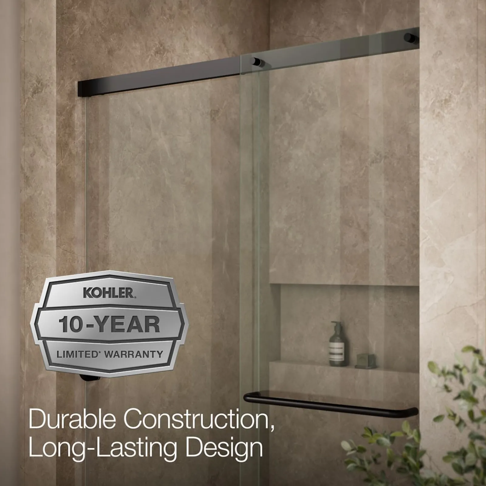 50-1/4"-53-5/8" W x 70-1/2" H sliding shower door with 1/4"-thick Crystal Clear glass^Kohler Clearance