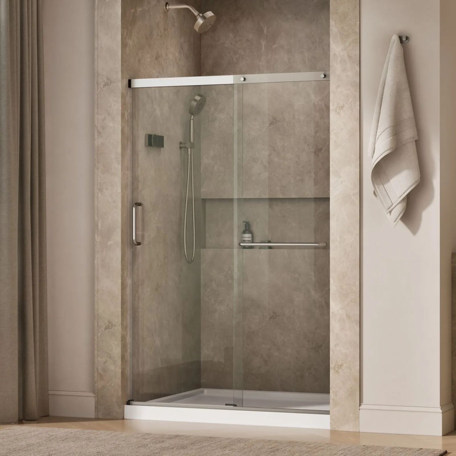 50-1/4"-53-5/8" W x 70-1/2" H sliding shower door with 1/4"-thick Crystal Clear glass^Kohler Clearance