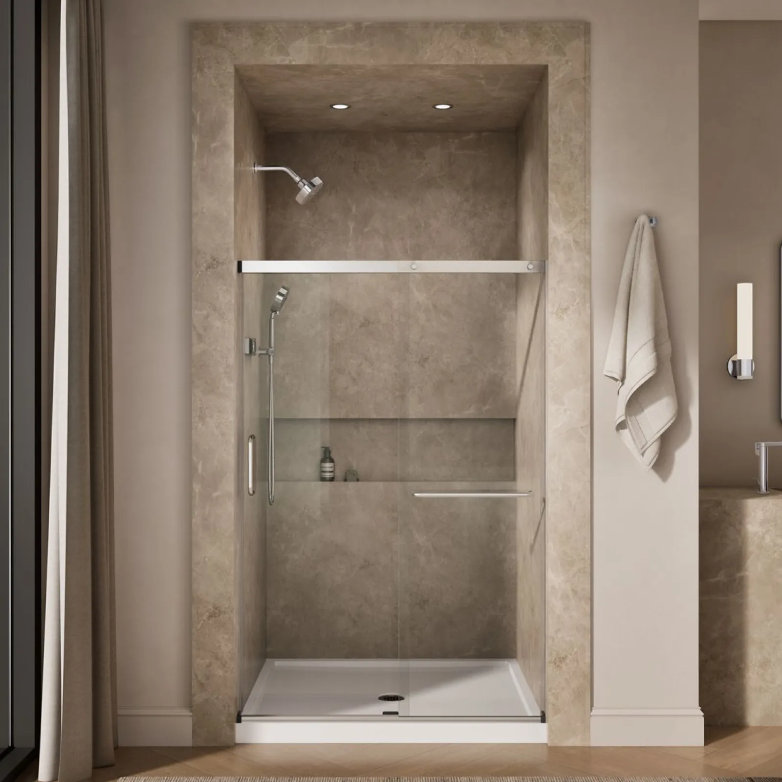 50-1/4"-53-5/8" W x 70-1/2" H sliding shower door with 1/4"-thick Crystal Clear glass^Kohler Clearance