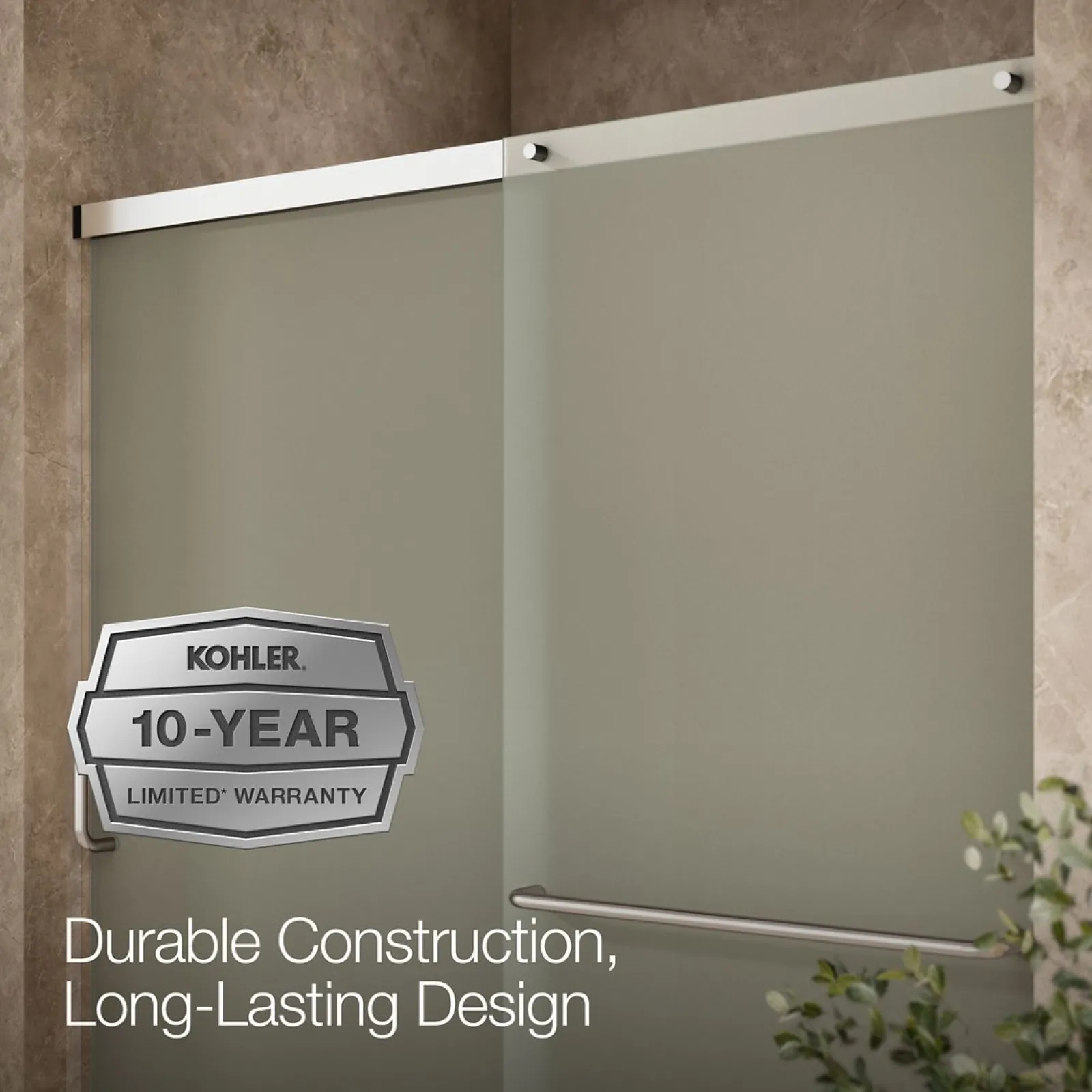 56-1/4"-59-5/8" W x 70-1/2" H sliding shower door with 1/4"-thick Frosted glass^Kohler
