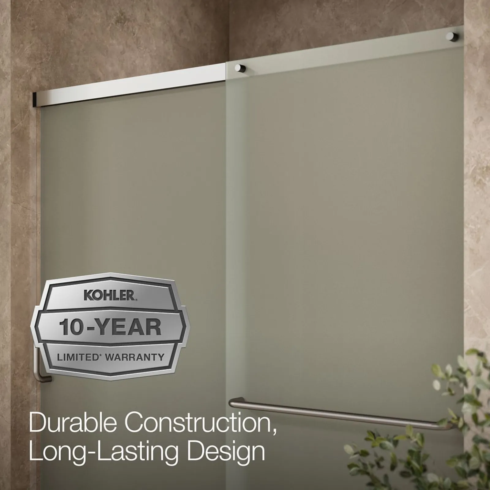 56-1/4"-59-5/8" W x 70-1/2" H sliding shower door with 1/4"-thick Frosted glass^Kohler