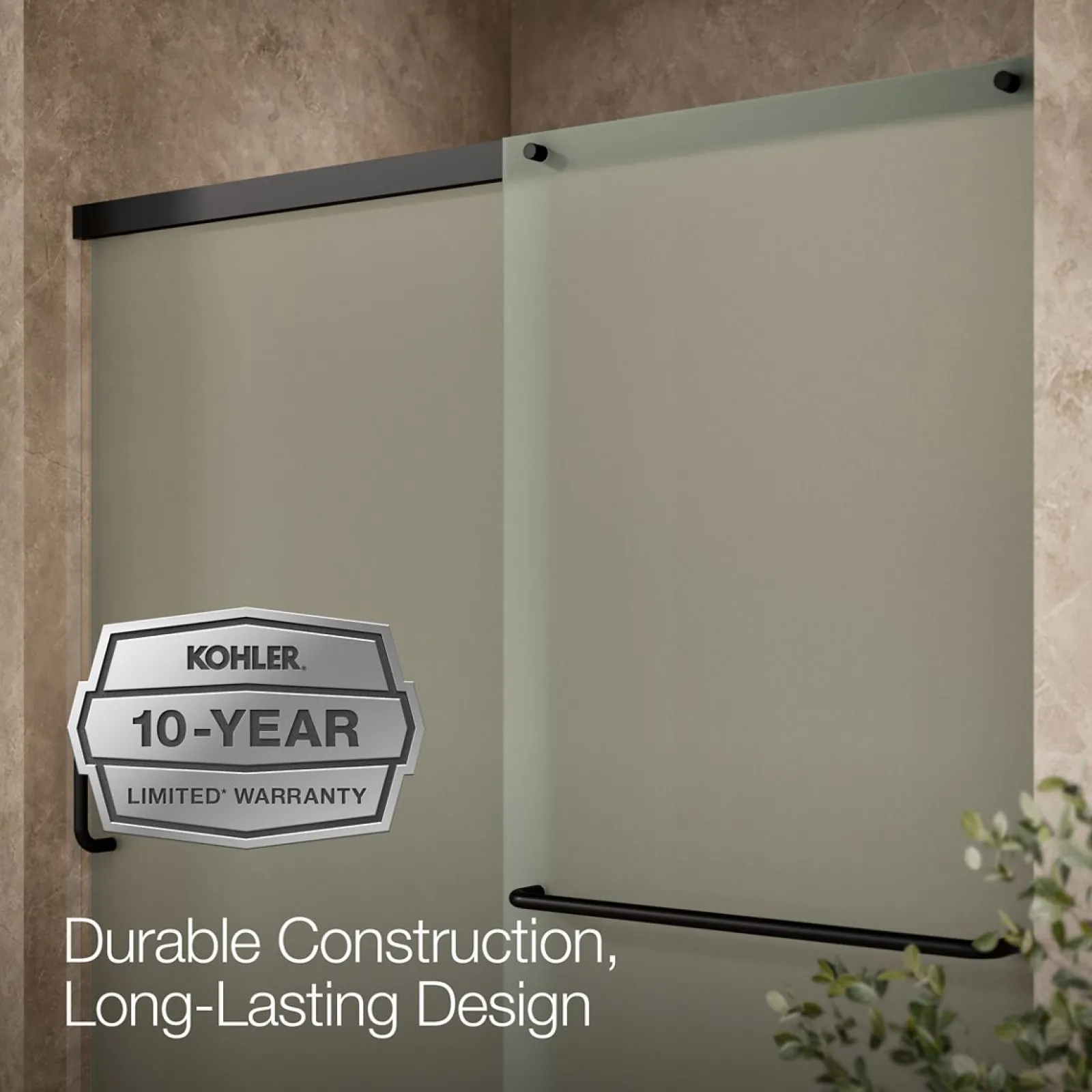 56-1/4"-59-5/8" W x 70-1/2" H sliding shower door with 1/4"-thick Frosted glass^Kohler