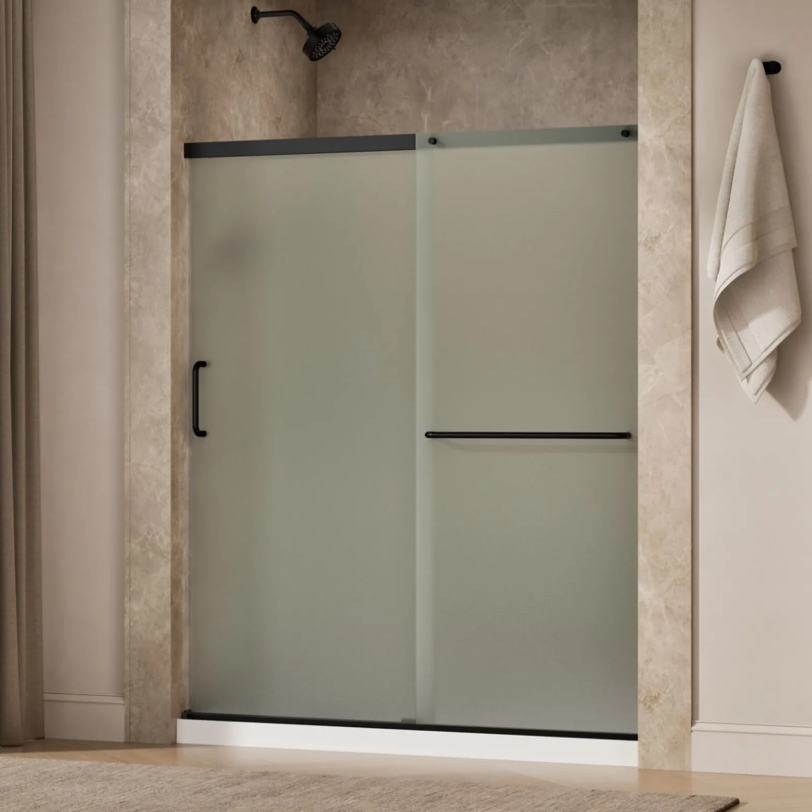 56-1/4"-59-5/8" W x 70-1/2" H sliding shower door with 1/4"-thick Frosted glass^Kohler
