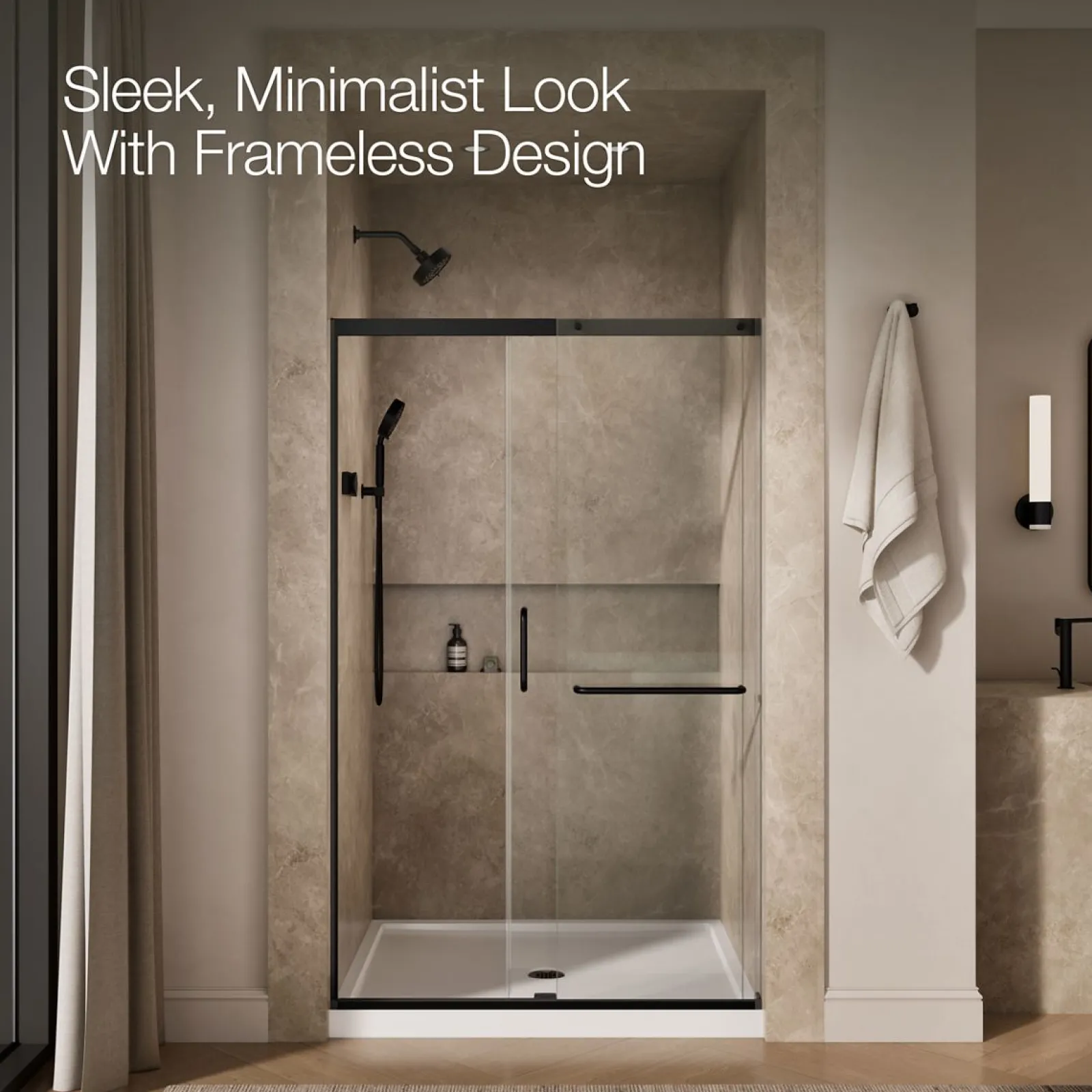 50-1/4"-53-5/8" W x 75-1/2" H sliding shower door with 5/16"-thick Crystal Clear glass^Kohler Clearance