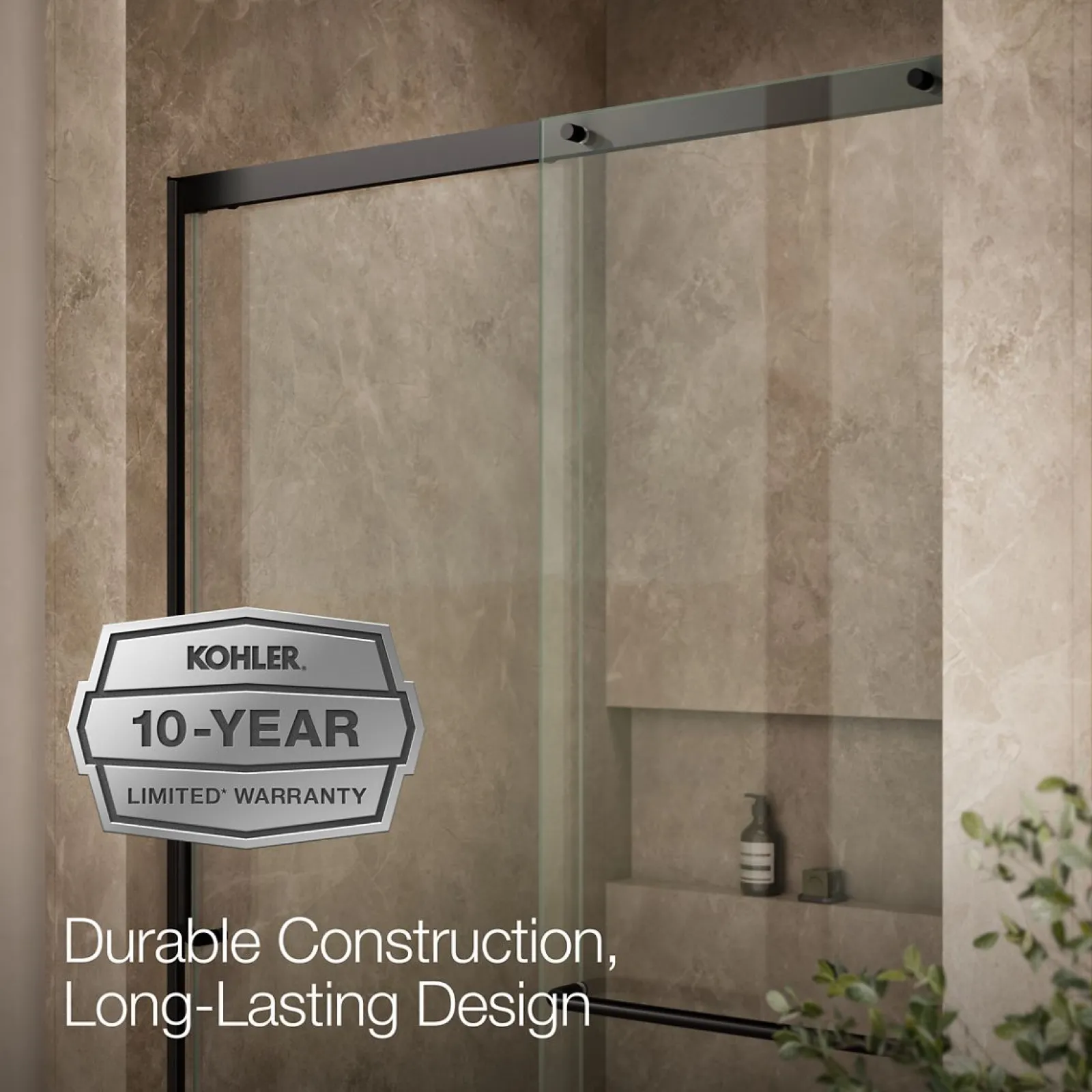 50-1/4"-53-5/8" W x 75-1/2" H sliding shower door with 5/16"-thick Crystal Clear glass^Kohler Clearance