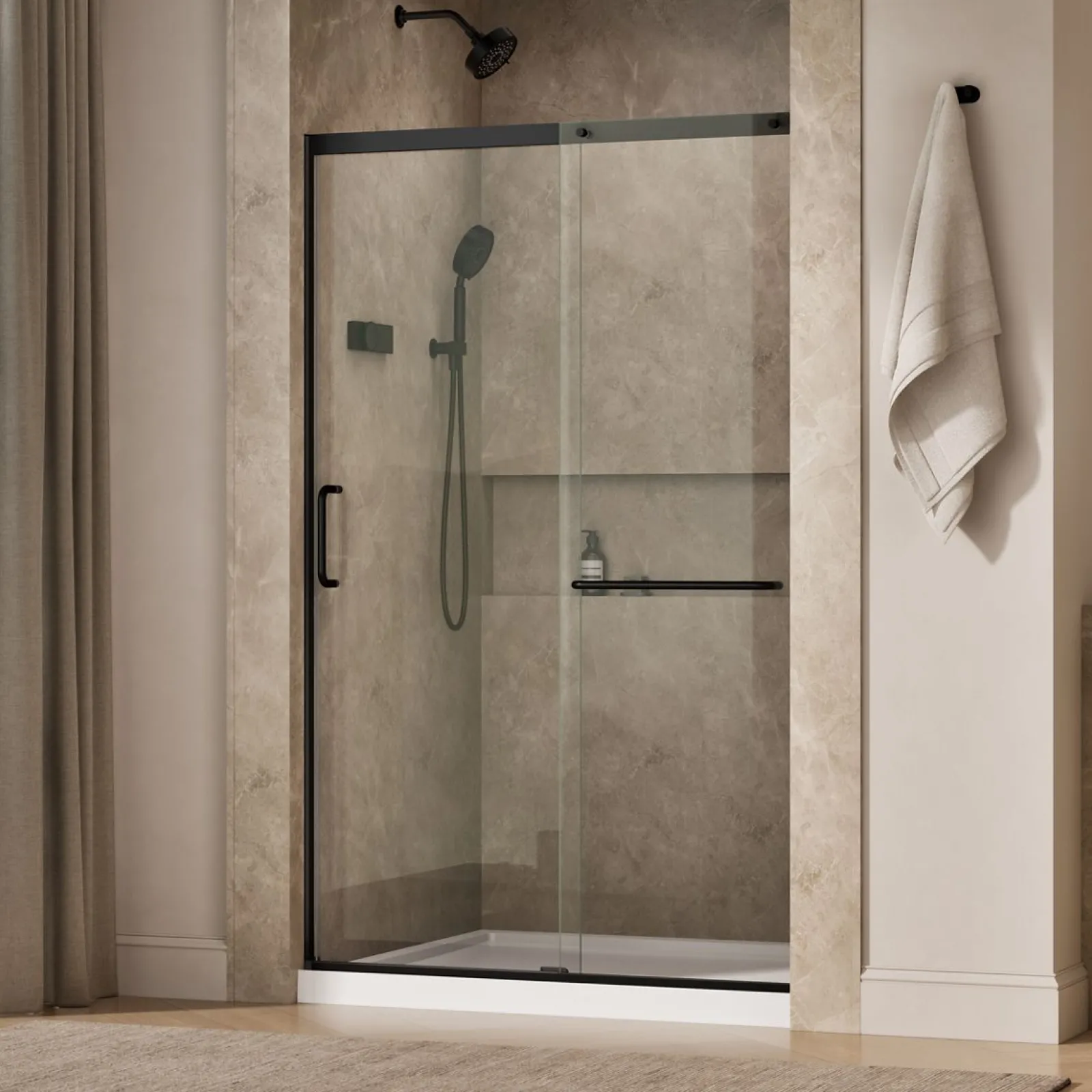 50-1/4"-53-5/8" W x 75-1/2" H sliding shower door with 5/16"-thick Crystal Clear glass^Kohler Clearance