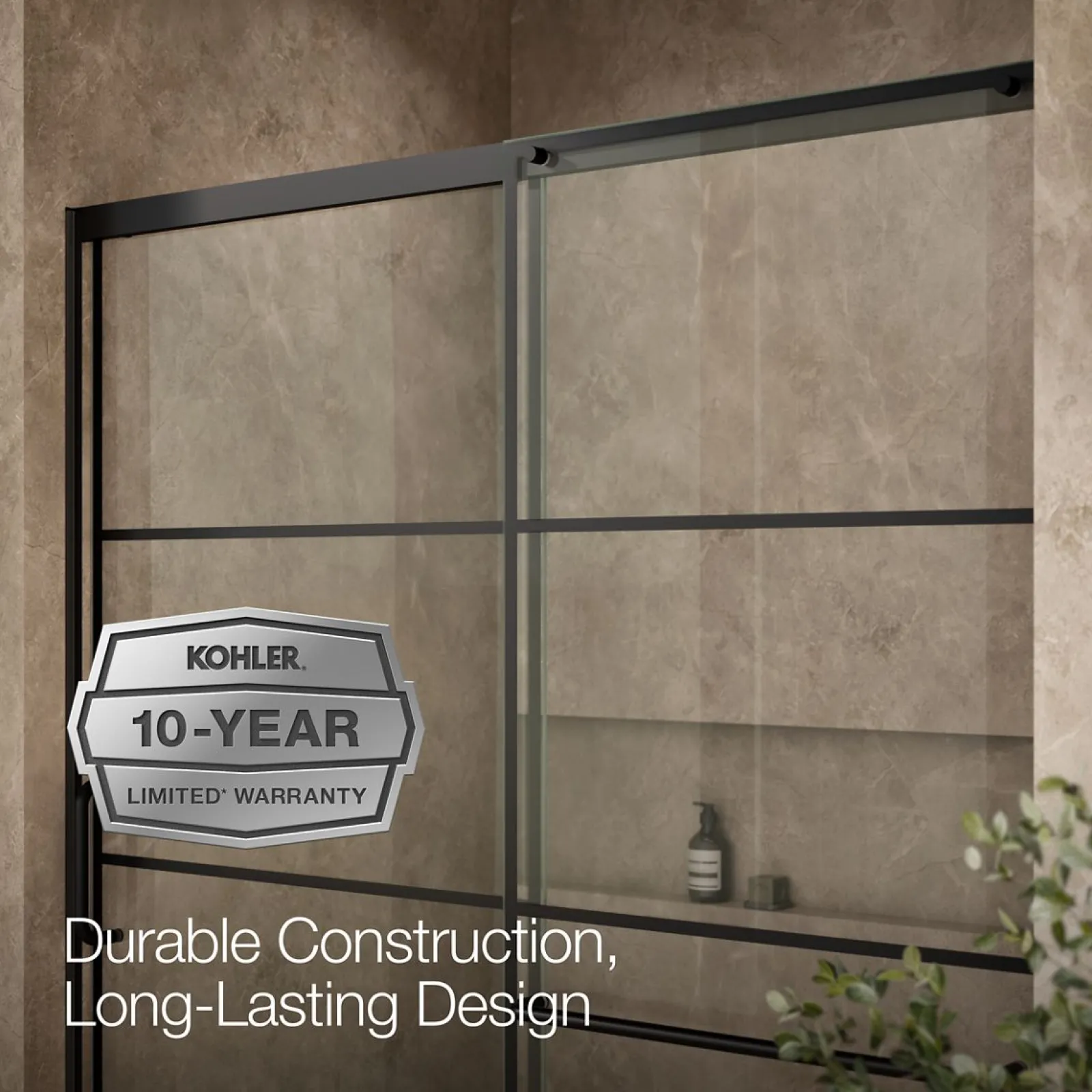 56-1/4"-59-5/8" W x 75-1/2" H sliding shower door with 5/16"-thick Crystal Clear glass^Kohler Online