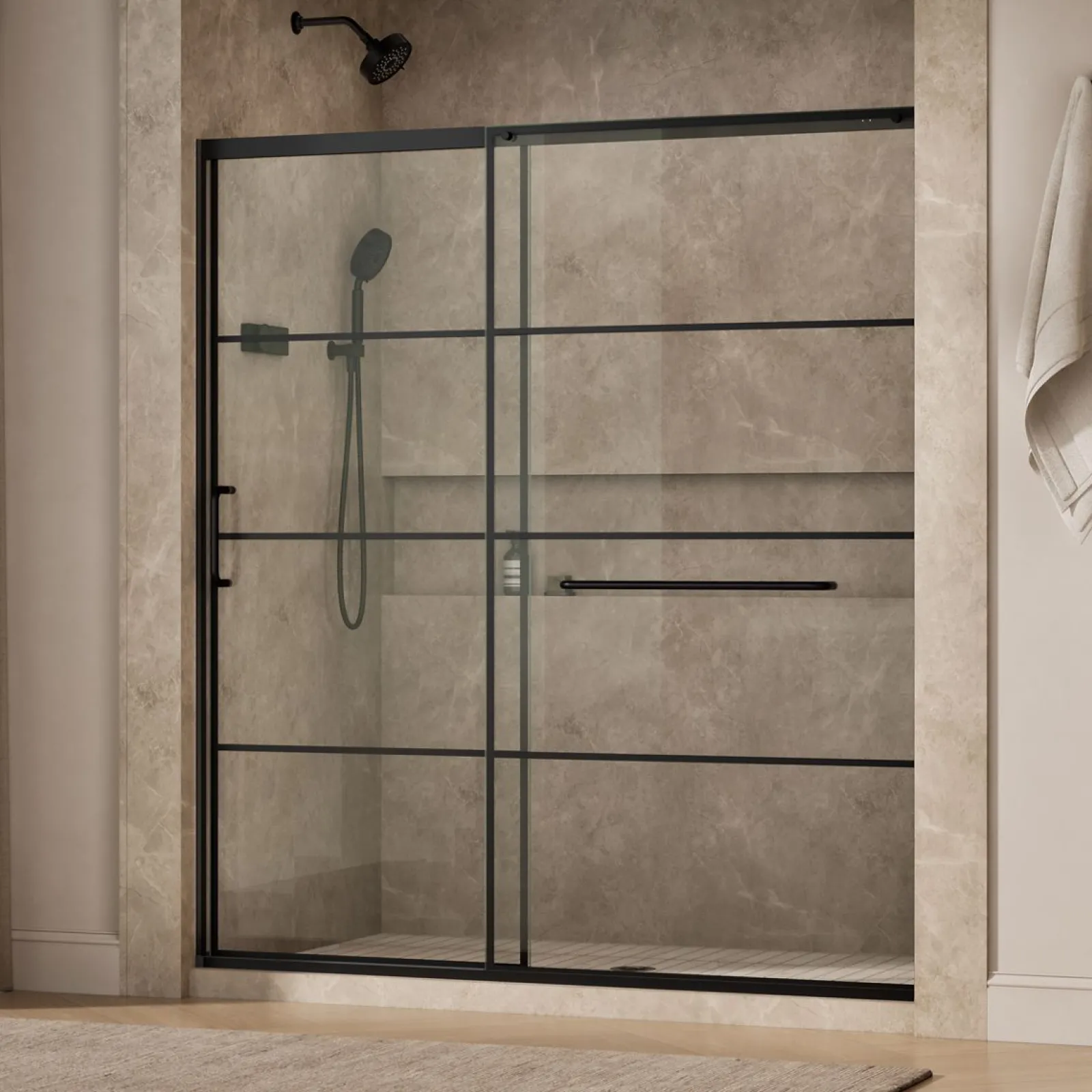 68-1/4"-71-5/8" W x 75-1/2" H sliding shower door with 5/16"-thick Crystal Clear glass^Kohler Outlet