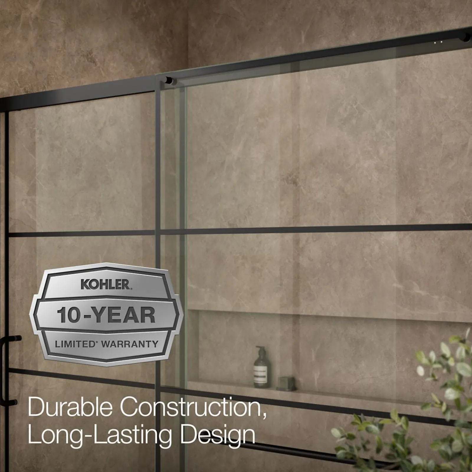 68-1/4"-71-5/8" W x 75-1/2" H sliding shower door with 5/16"-thick Crystal Clear glass^Kohler Outlet