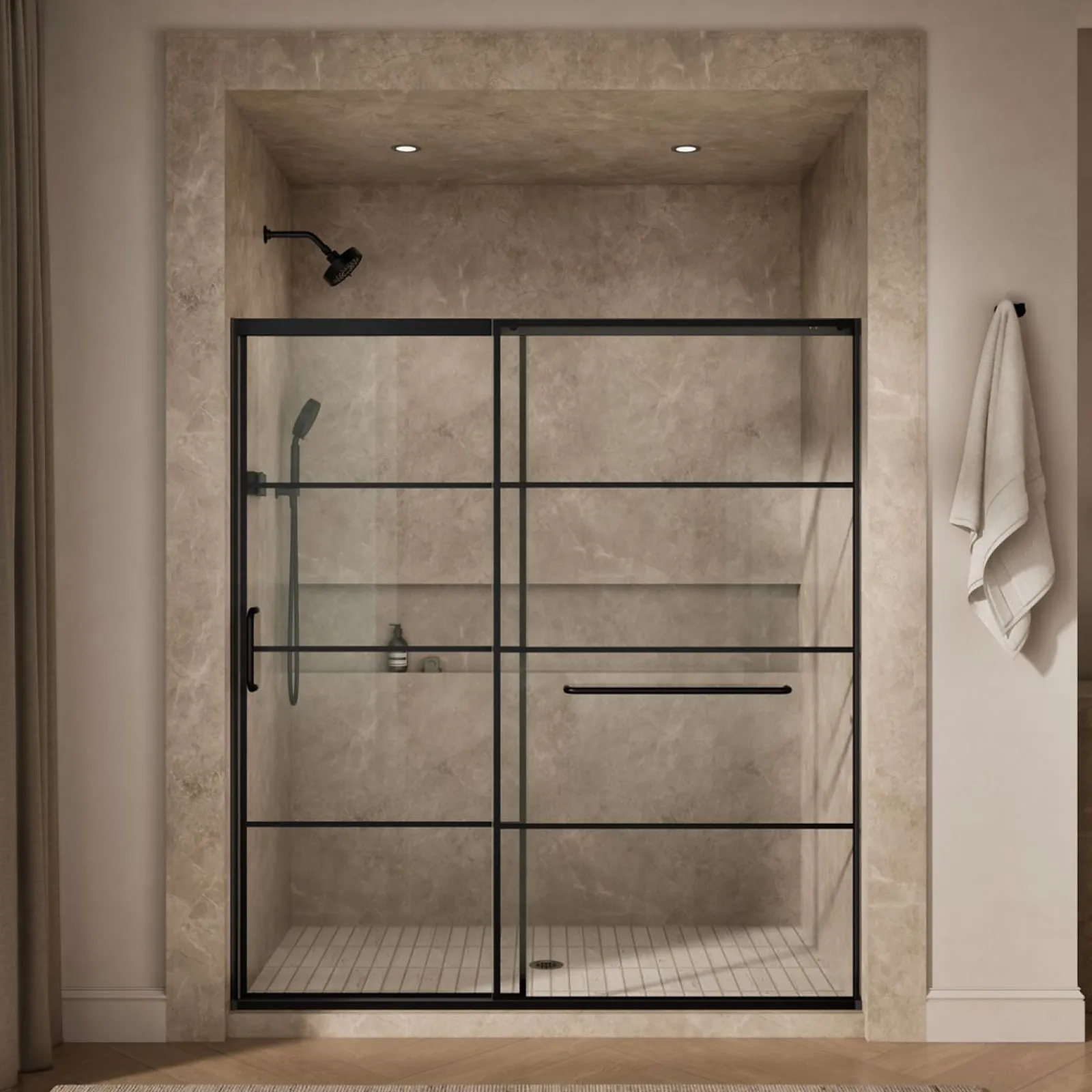 68-1/4"-71-5/8" W x 75-1/2" H sliding shower door with 5/16"-thick Crystal Clear glass^Kohler Outlet
