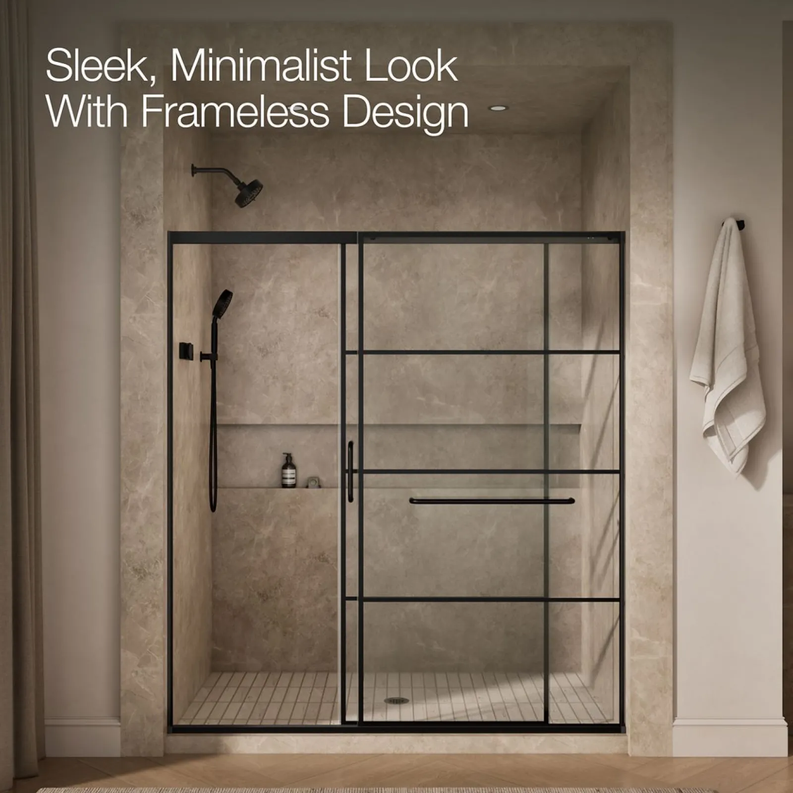 68-1/4"-71-5/8" W x 75-1/2" H sliding shower door with 5/16"-thick Crystal Clear glass^Kohler Outlet