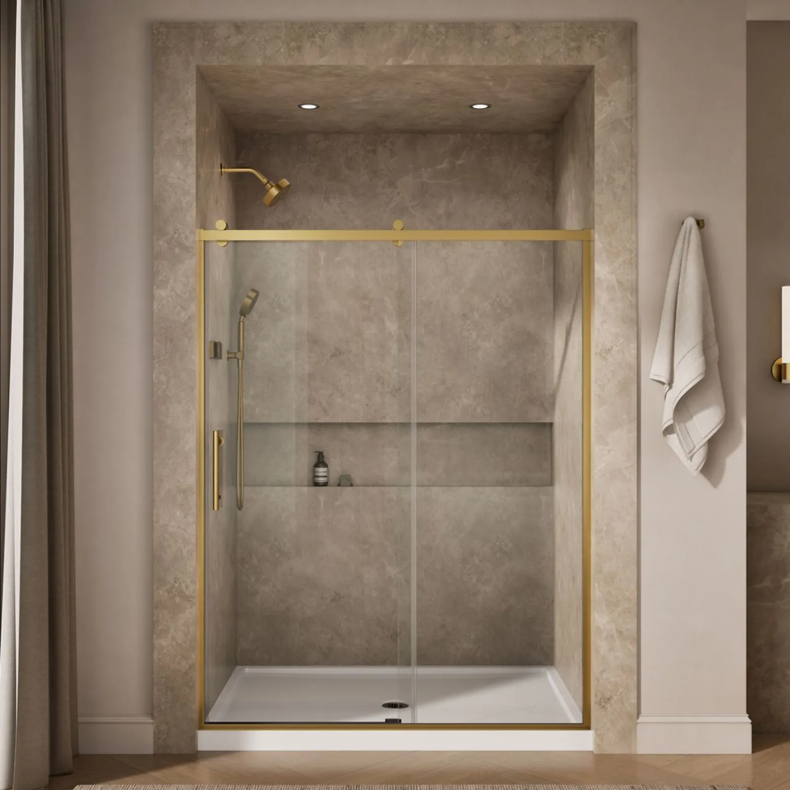 56-5/8"-59-5/8" W x 76.99" H sliding shower door with 3/8"-thick Crystal Clear glass^Kohler Outlet