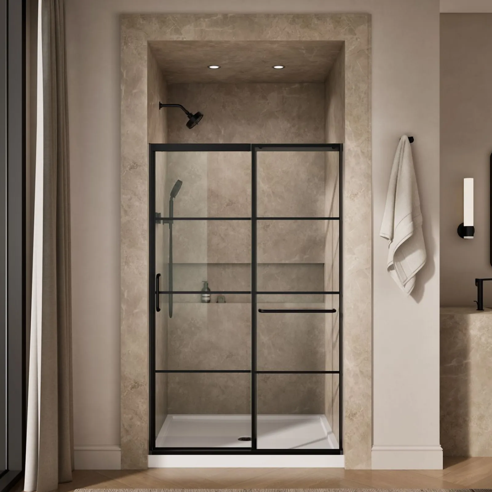 44-1/4"-47-5/8" W x 75-1/2" H sliding shower door with 5/16"-thick Crystal Clear glass^Kohler Clearance