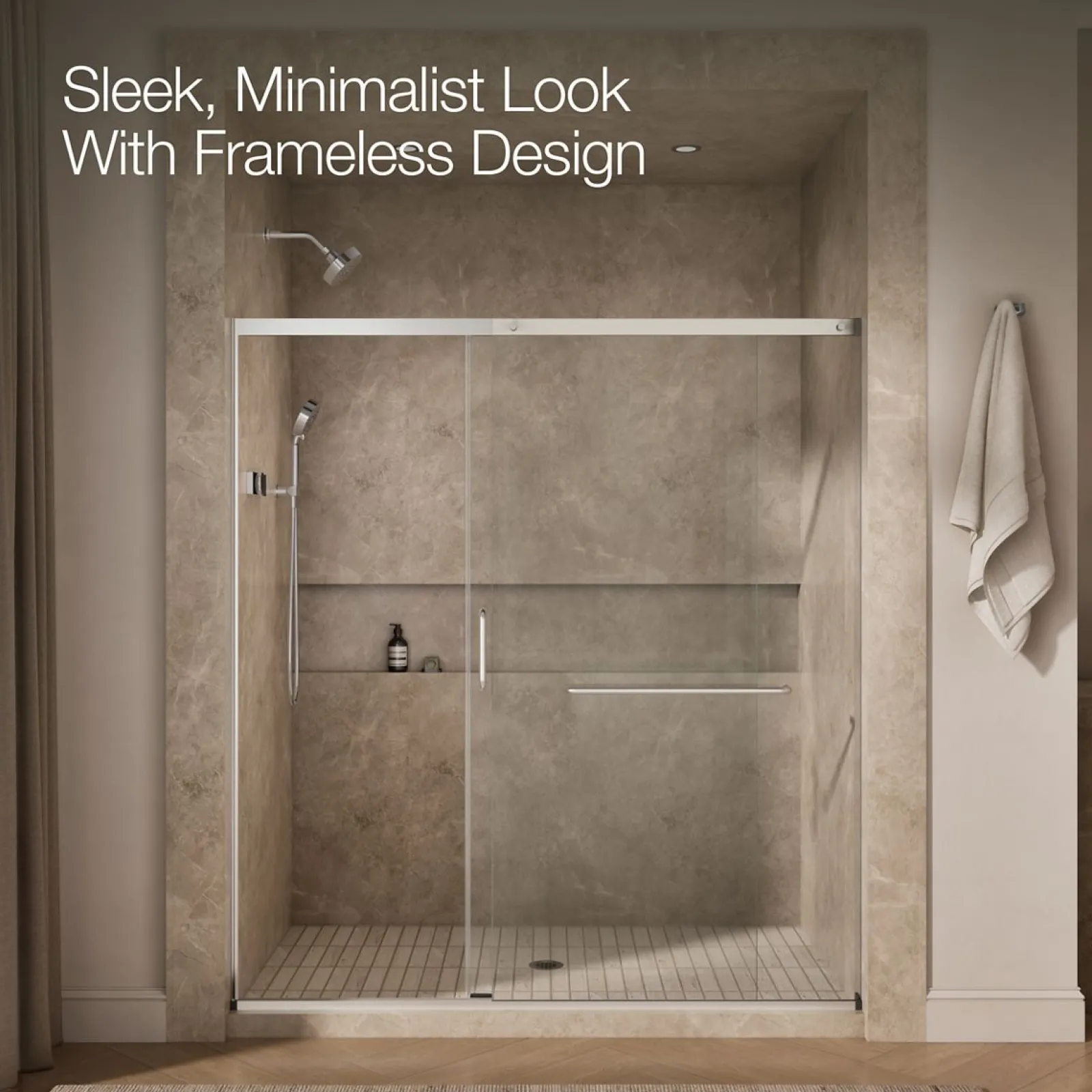 68-1/4"-71-5/8" W x 75-1/2" H sliding shower door with 5/16"-thick Crystal Clear glass^Kohler Online