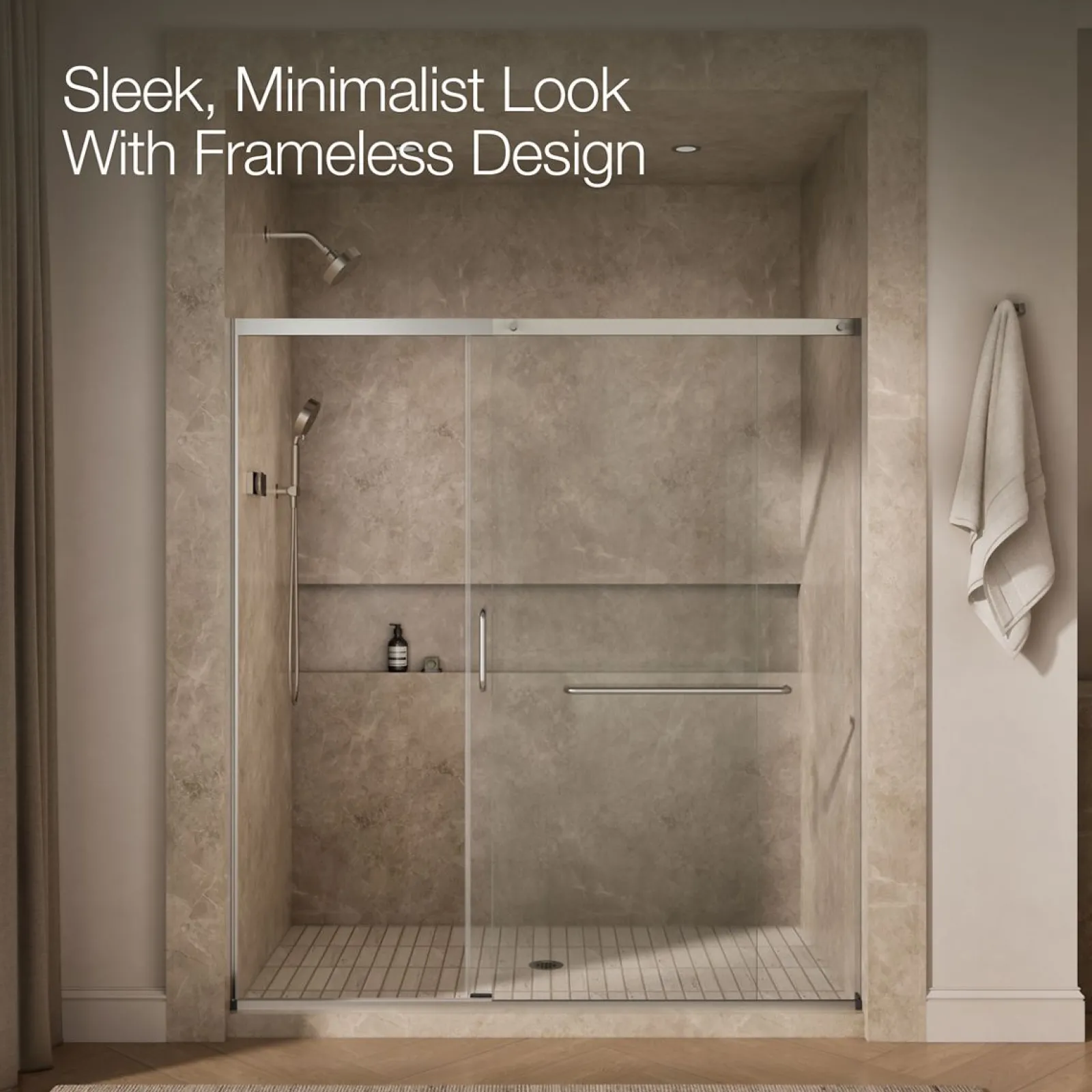 68-1/4"-71-5/8" W x 75-1/2" H sliding shower door with 5/16"-thick Crystal Clear glass^Kohler Online