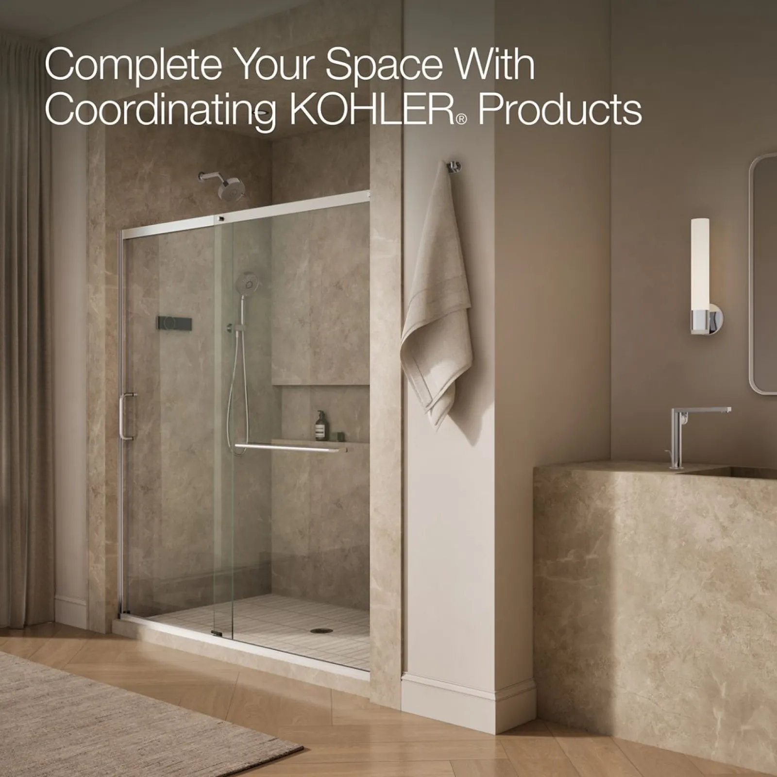 68-1/4"-71-5/8" W x 75-1/2" H sliding shower door with 5/16"-thick Crystal Clear glass^Kohler Online