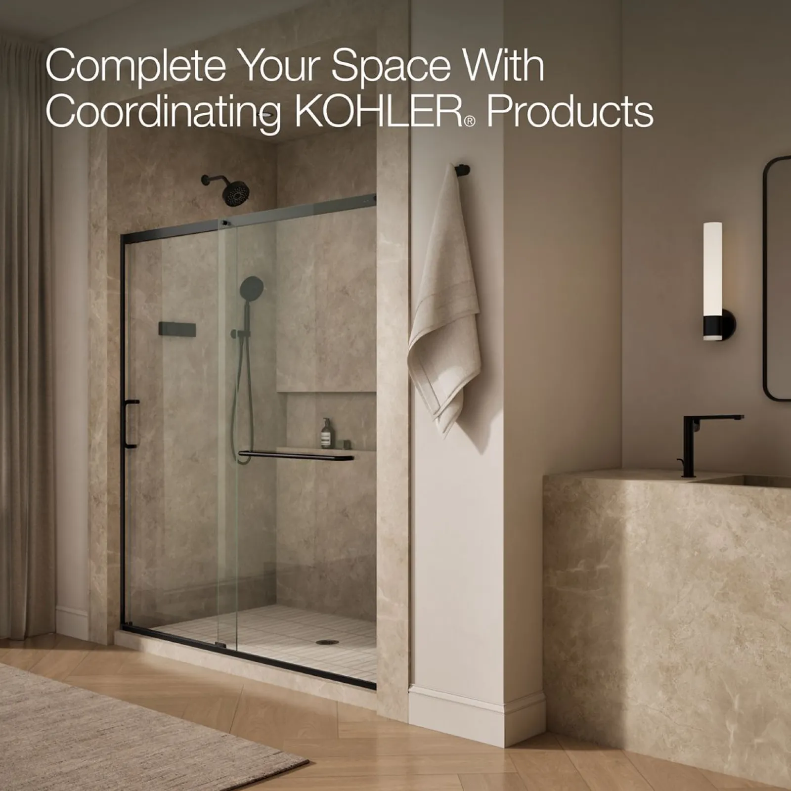 68-1/4"-71-5/8" W x 75-1/2" H sliding shower door with 5/16"-thick Crystal Clear glass^Kohler Online