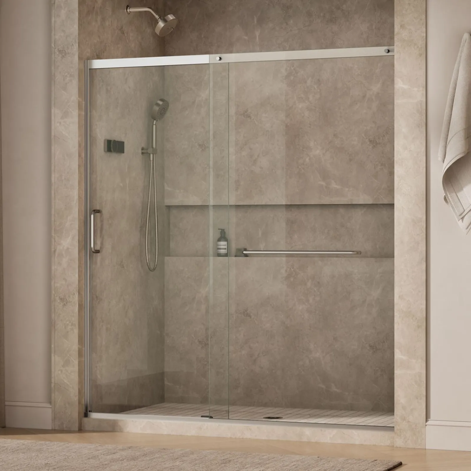 68-1/4"-71-5/8" W x 75-1/2" H sliding shower door with 5/16"-thick Crystal Clear glass^Kohler Online