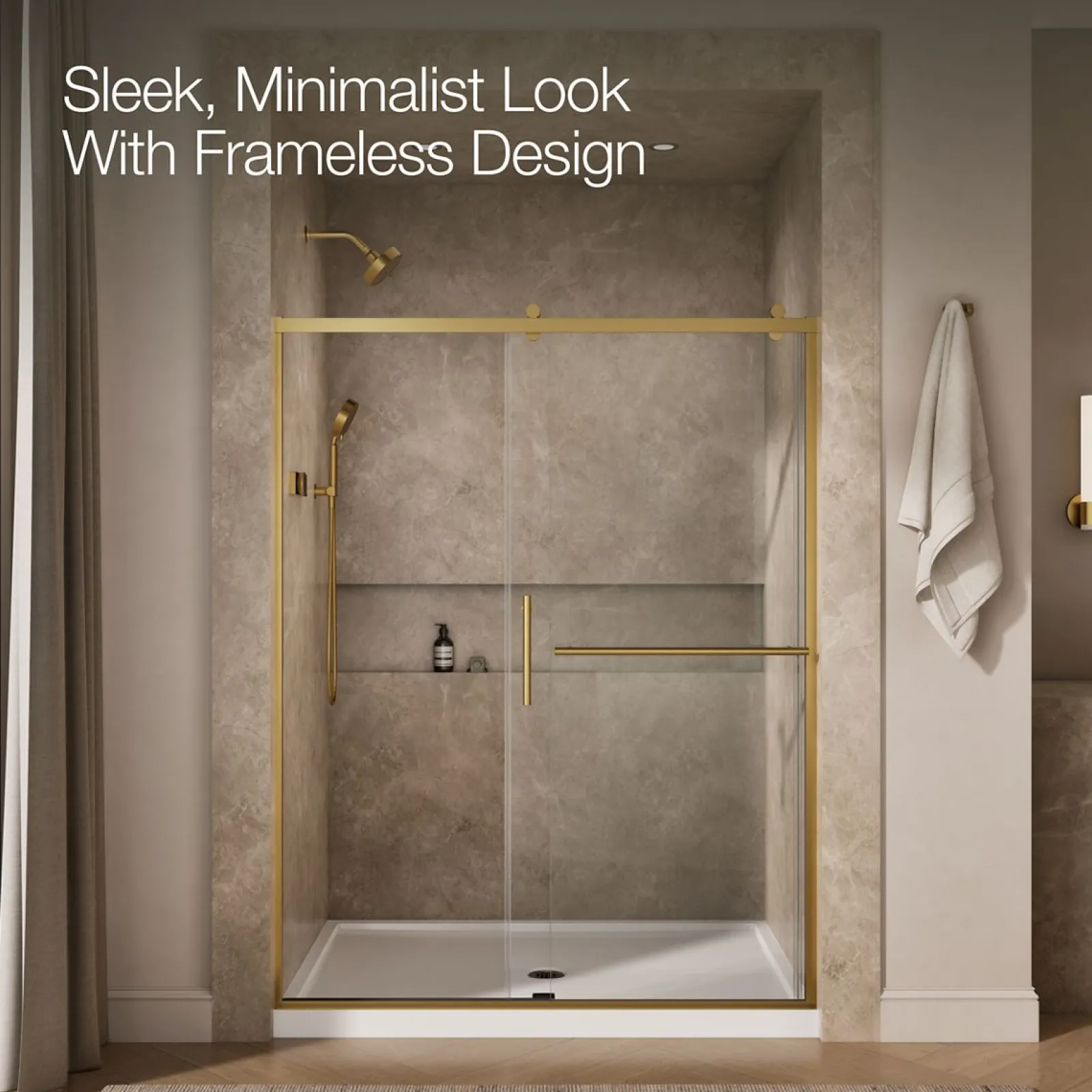 56-5/8"-59-5/8" W x 76.99" H sliding shower door with 3/8"-thick Crystal Clear glass^Kohler Clearance