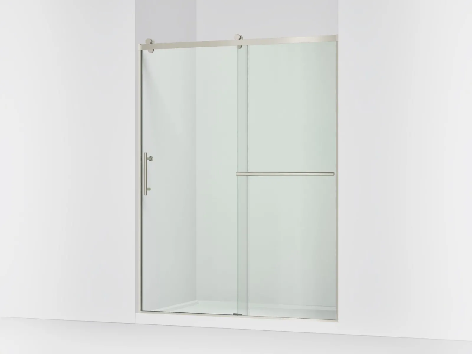 56-5/8"-59-5/8" W x 76.99" H sliding shower door with 3/8"-thick Crystal Clear glass^Kohler Clearance