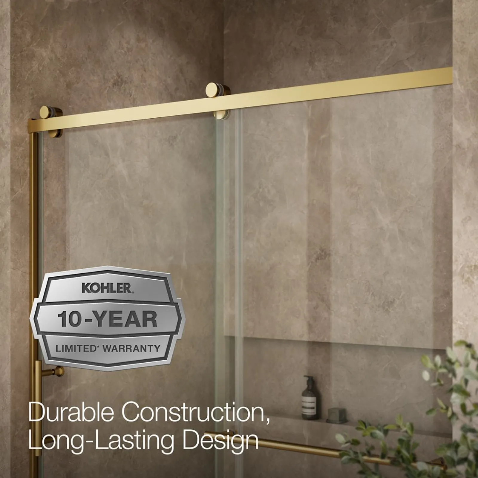 56-5/8"-59-5/8" W x 76.99" H sliding shower door with 3/8"-thick Crystal Clear glass^Kohler Clearance
