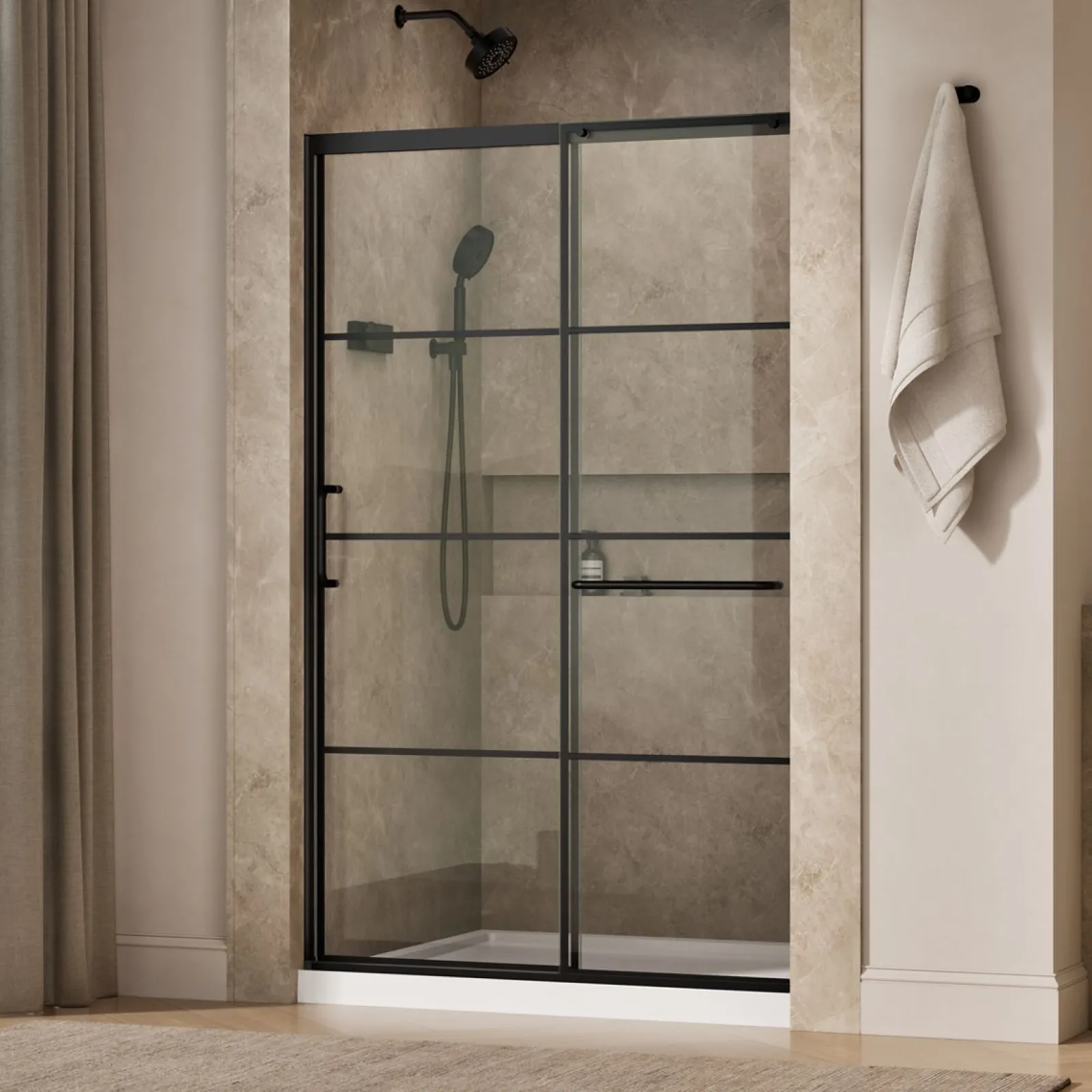 50-1/4"-53-5/8" W x 75-1/2" H sliding shower door with 5/16"-thick Crystal Clear glass^Kohler Clearance