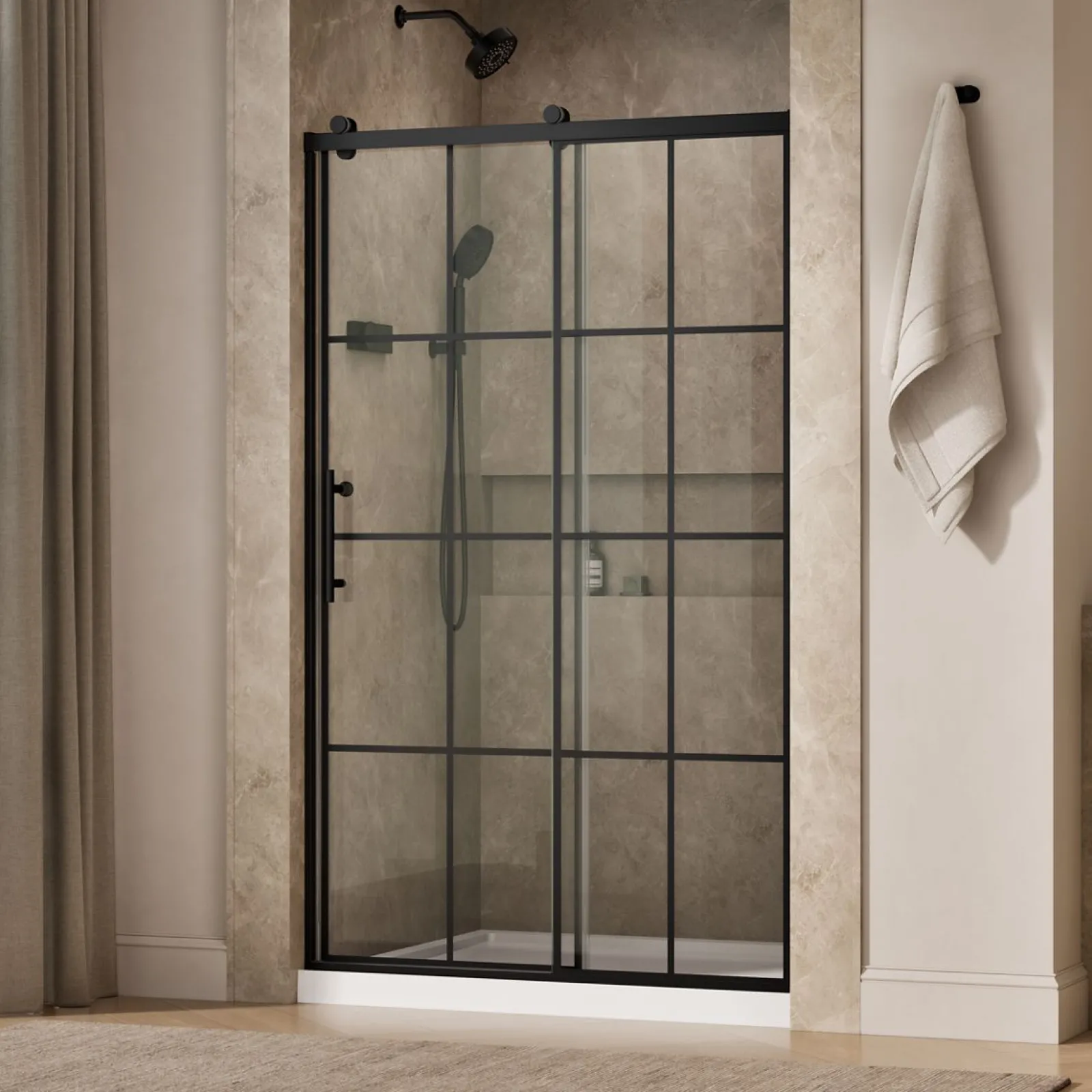 44-5/8"-47-5/8" W x 76.99" H sliding shower door with 3/8"-thick Crystal Clear glass^Kohler Clearance