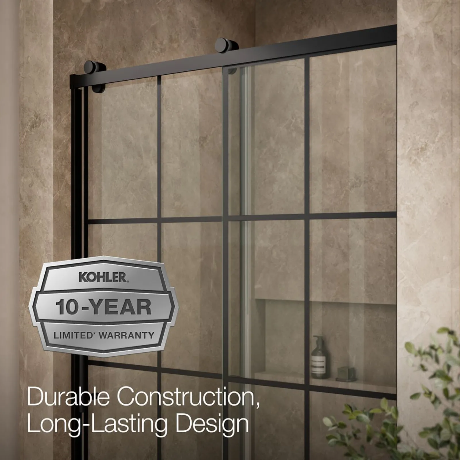 44-5/8"-47-5/8" W x 76.99" H sliding shower door with 3/8"-thick Crystal Clear glass^Kohler Clearance