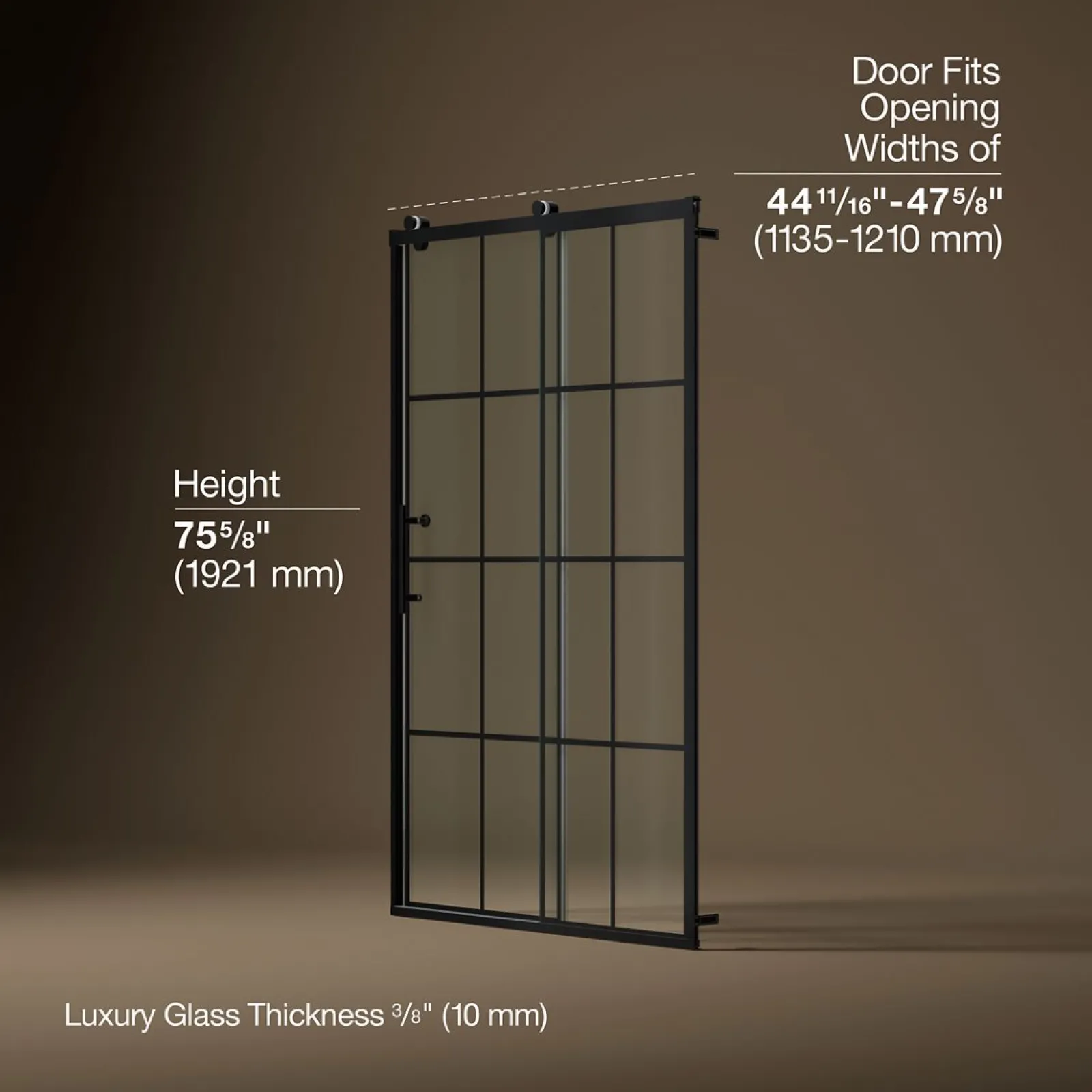44-5/8"-47-5/8" W x 76.99" H sliding shower door with 3/8"-thick Crystal Clear glass^Kohler Clearance