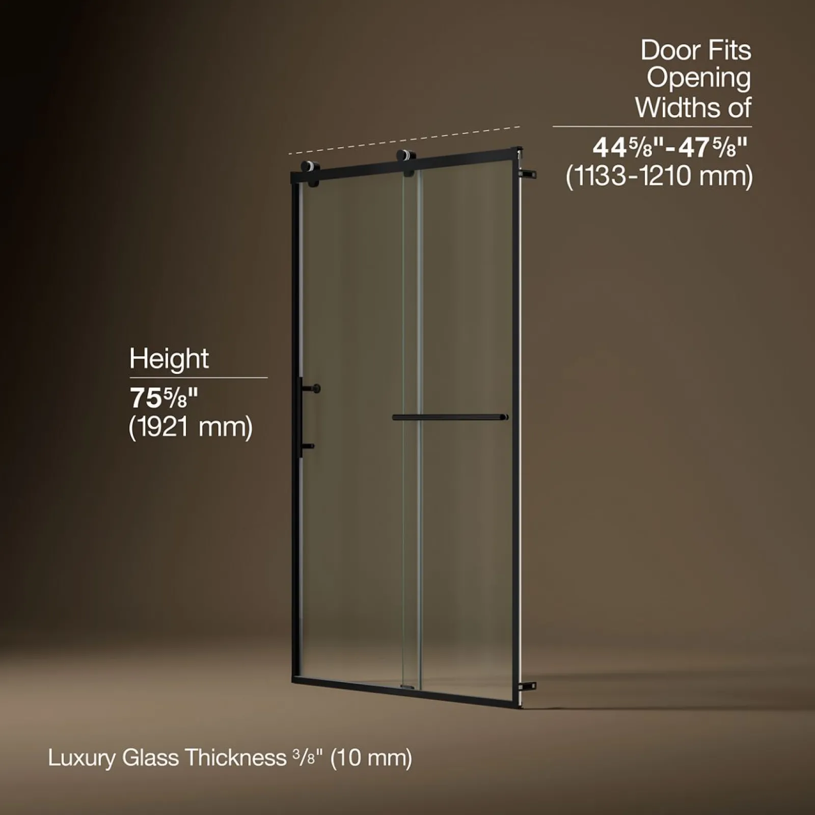 44-5/8"-47-5/8" W x 76.99" H sliding shower door with 3/8"-thick Crystal Clear glass^Kohler Discount